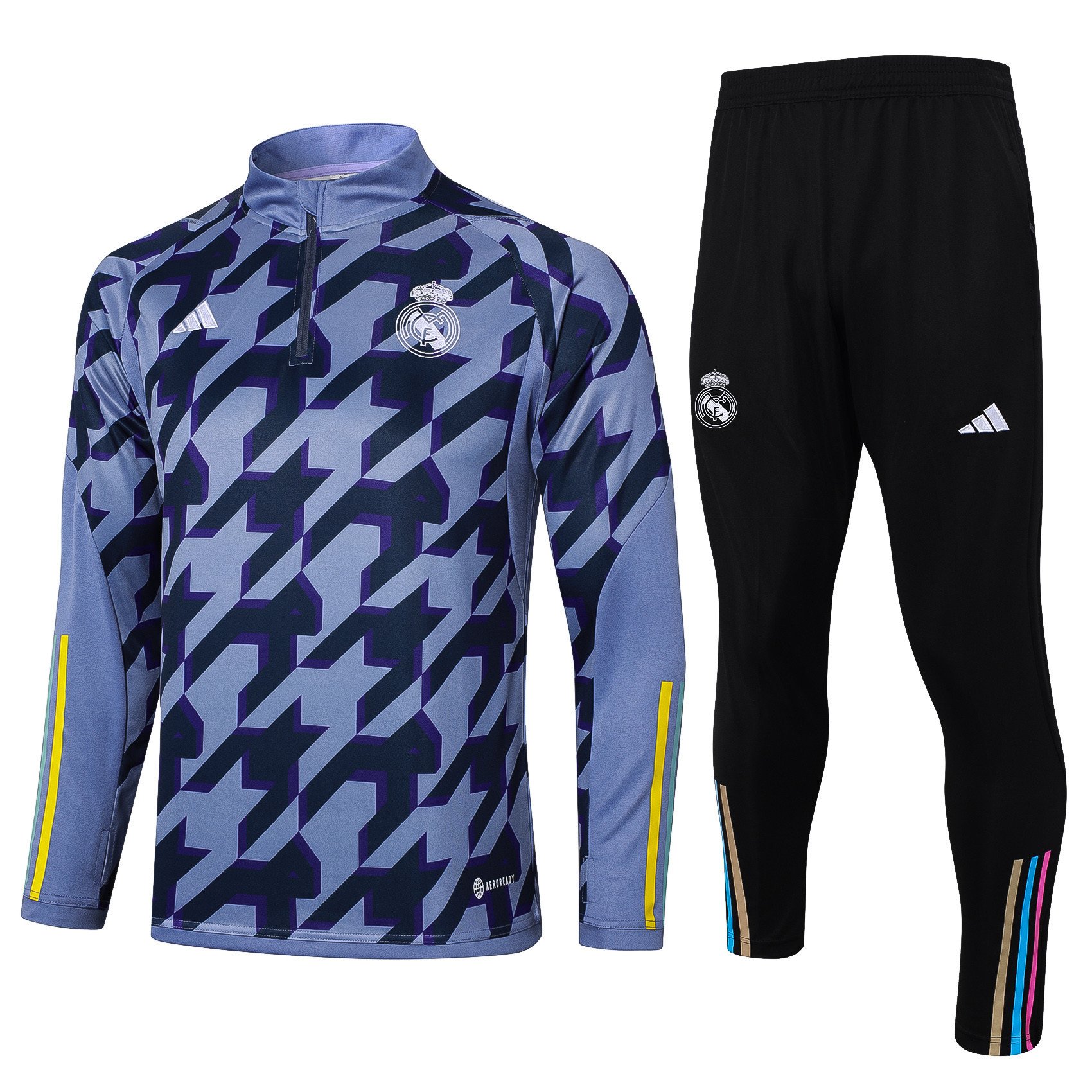 Real Madrid Training Top Set 23/24 – Houndstooth Pattern Grey Black