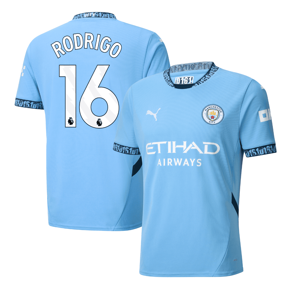 Rodrigo 16 Manchester City 2024/25 Home Men Jersey – Light Blue
