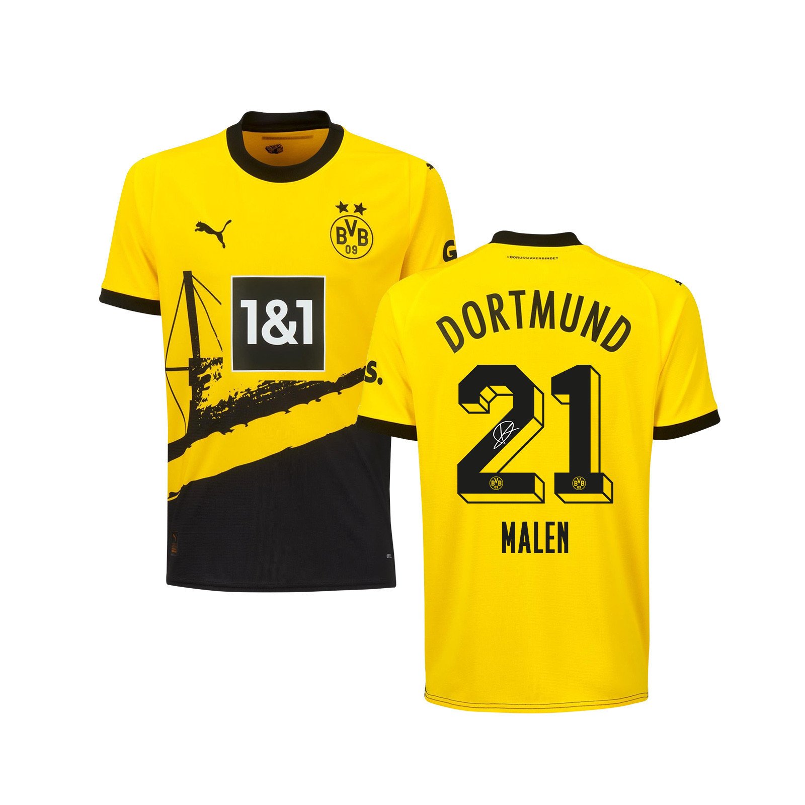 Donyell Malen 21 Signed Borussia Dortmund Youth Home Autographed – Yellow