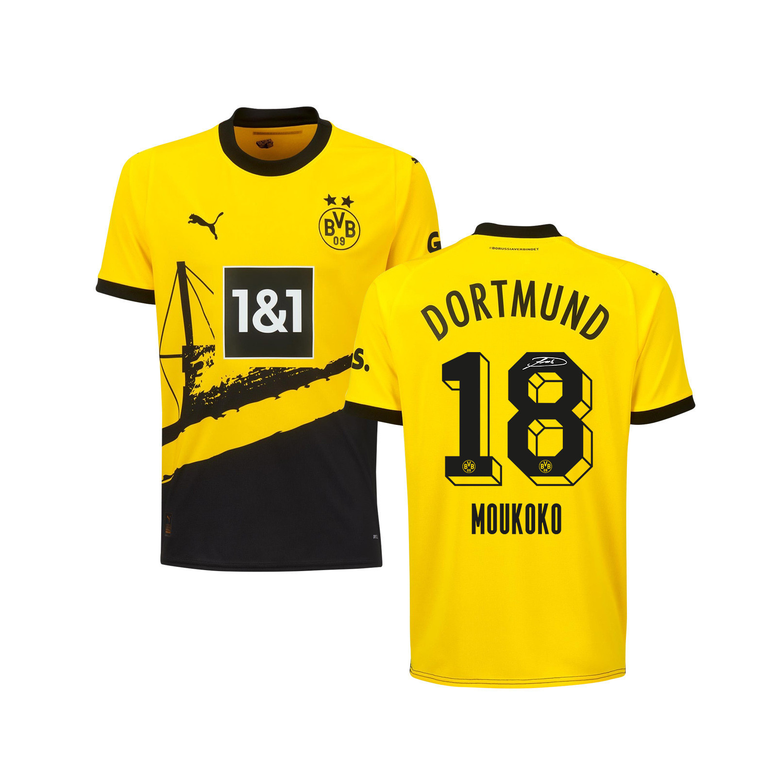 Youssoufa Moukoko 18 Signed Borussia Dortmund Youth Home Autographed – Yellow