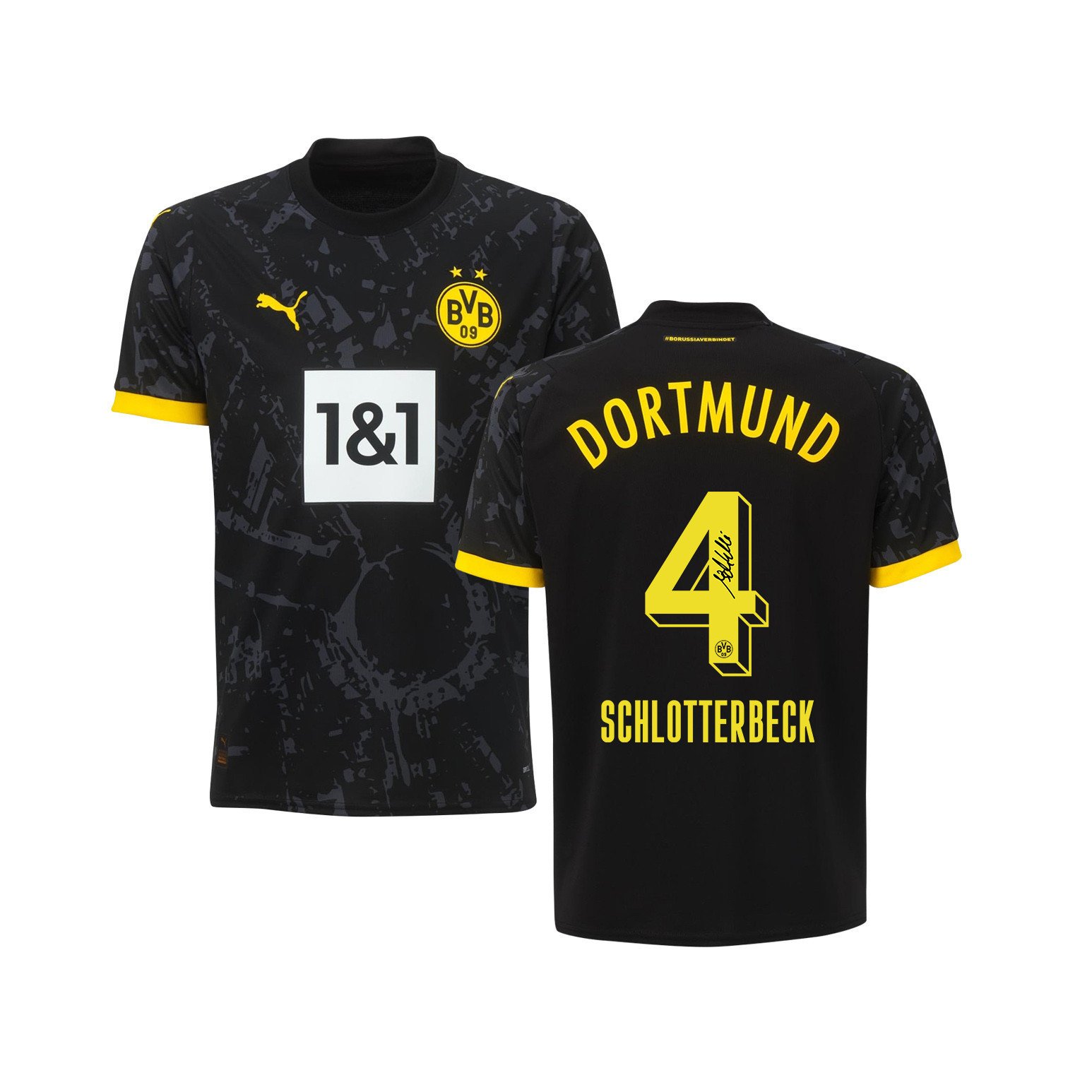 Nico Schlotterbeck 4 Signed Borussia Dortmund Youth Away Autographed – Black