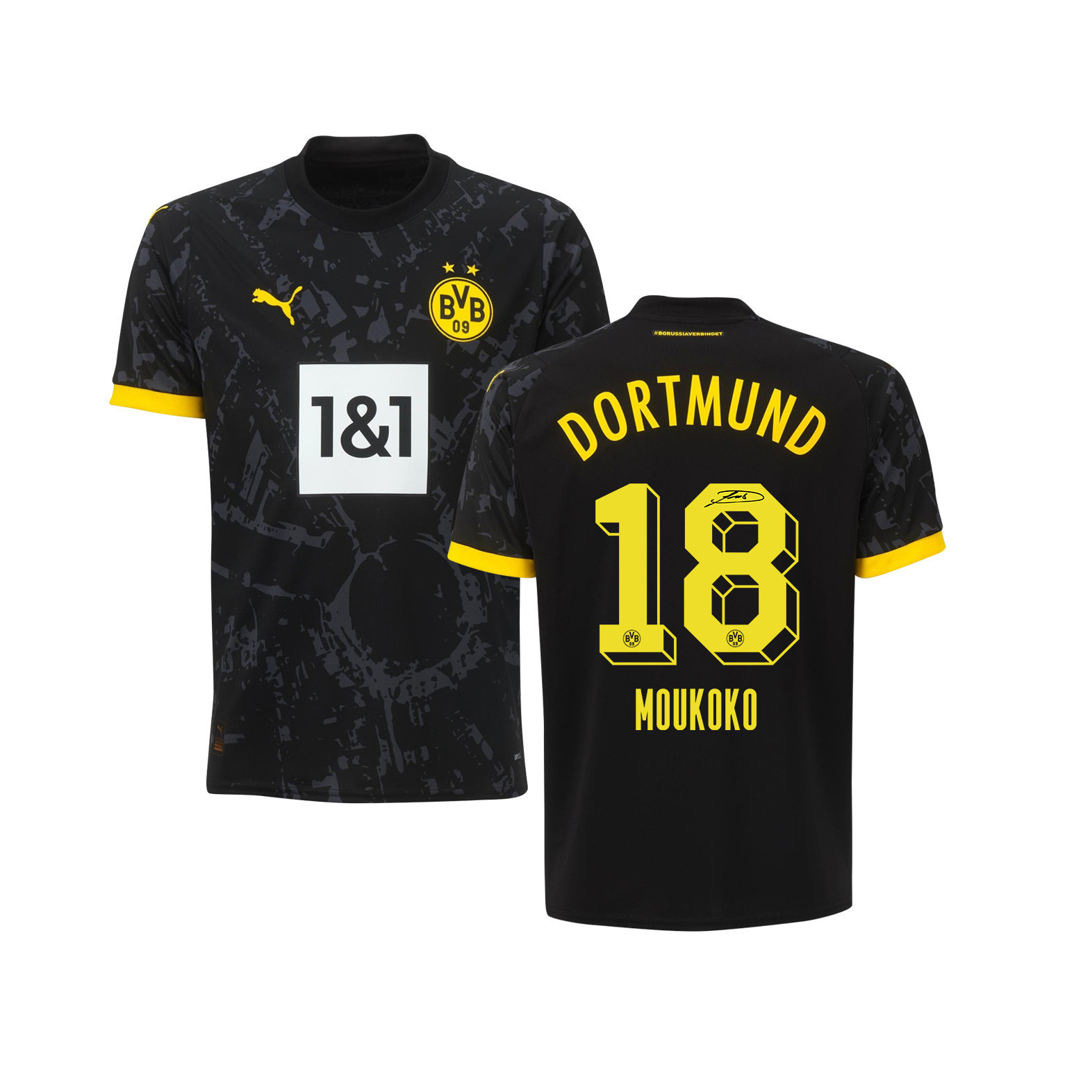 Youssoufa Moukoko 18 Signed Borussia Dortmund Youth Away Autographed – Black