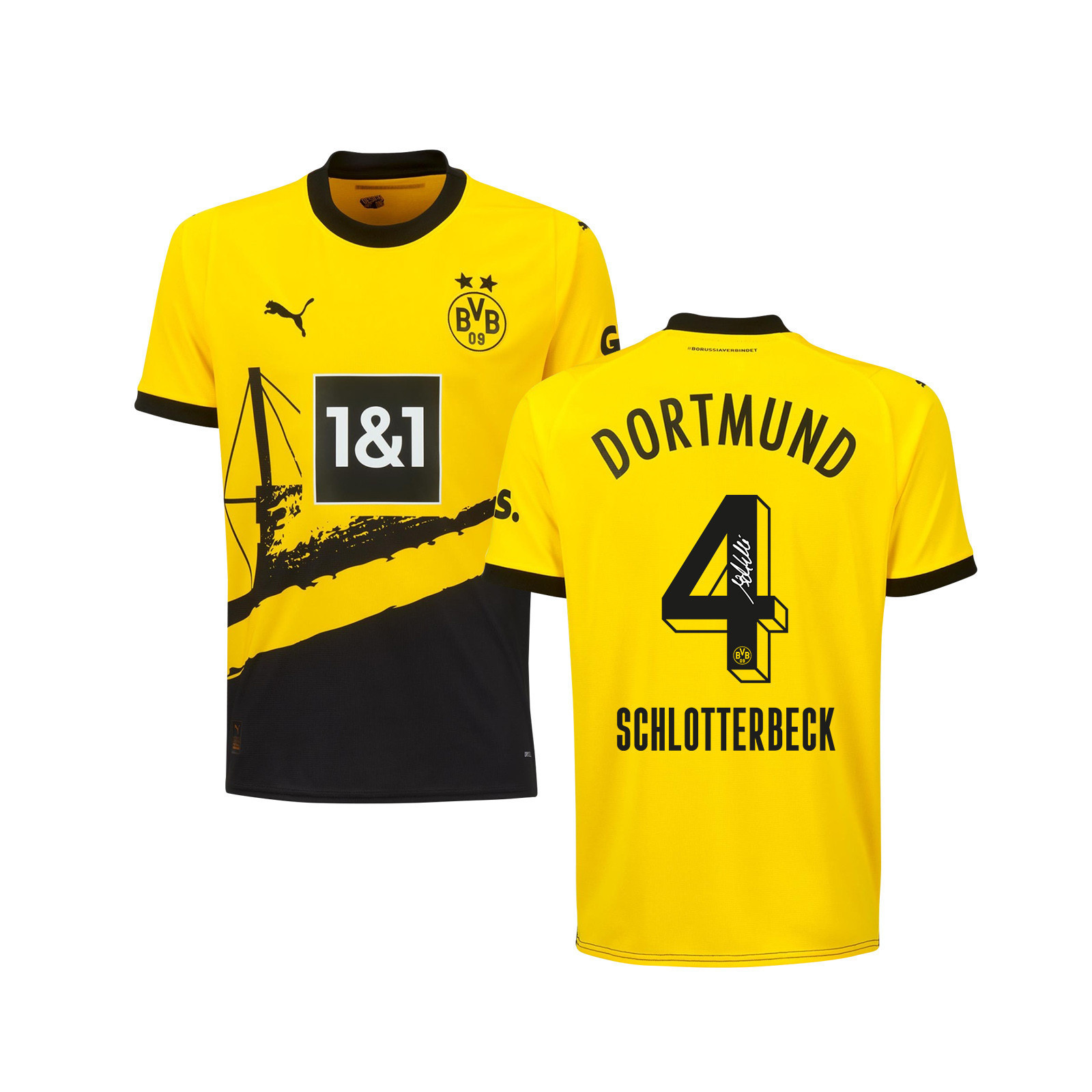 Nico Schlotterbeck 4 Signed Borussia Dortmund Youth Home Autographed – Yellow