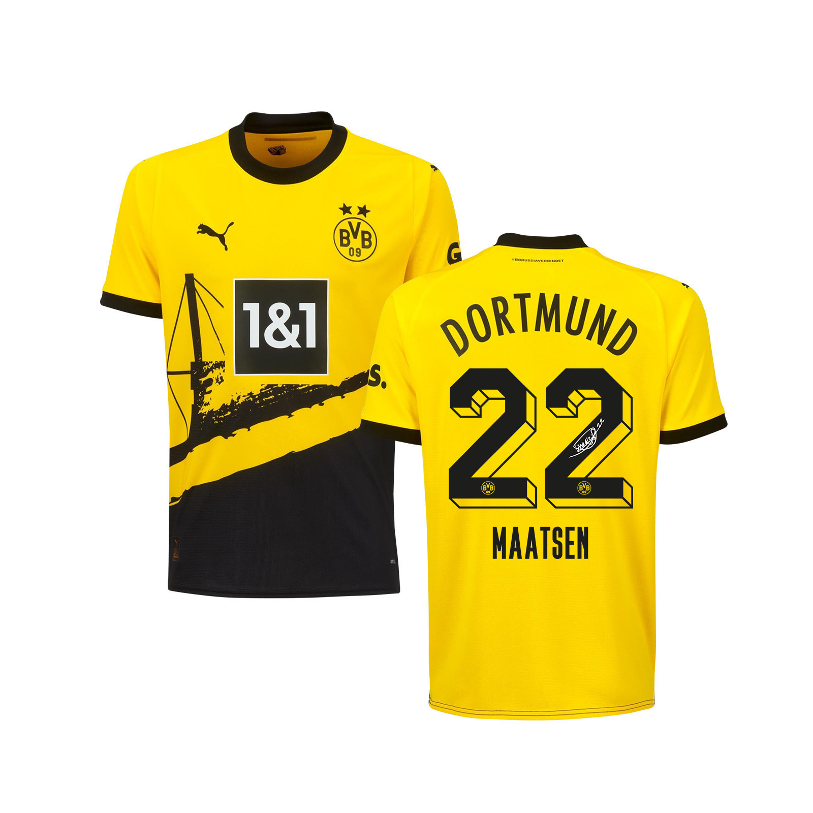 Ian Maatsen 22 Signed Borussia Dortmund Youth Home Autographed – Yellow