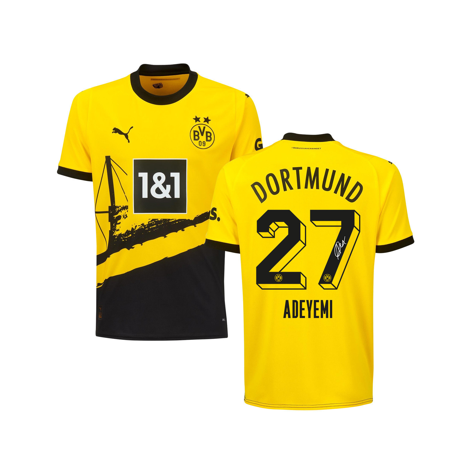 Karim Adeyemi 27 Signed Borussia Dortmund Youth Home Autographed – Yellow
