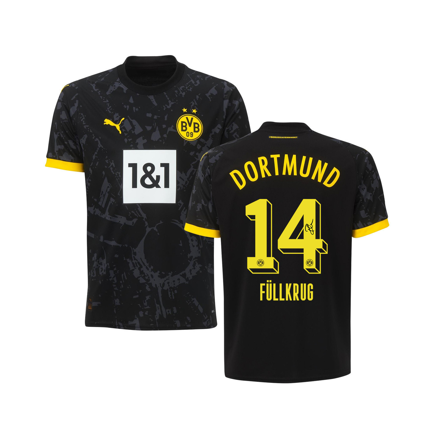 Niclas Fllkrug 14 Signed Borussia Dortmund Youth Away Autographed – Black