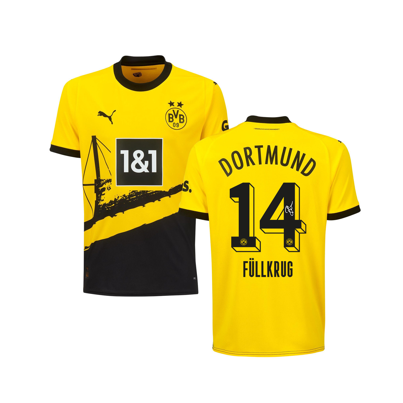 Niclas Fllkrug 14 Signed Borussia Dortmund Youth Home Autographed – Yellow