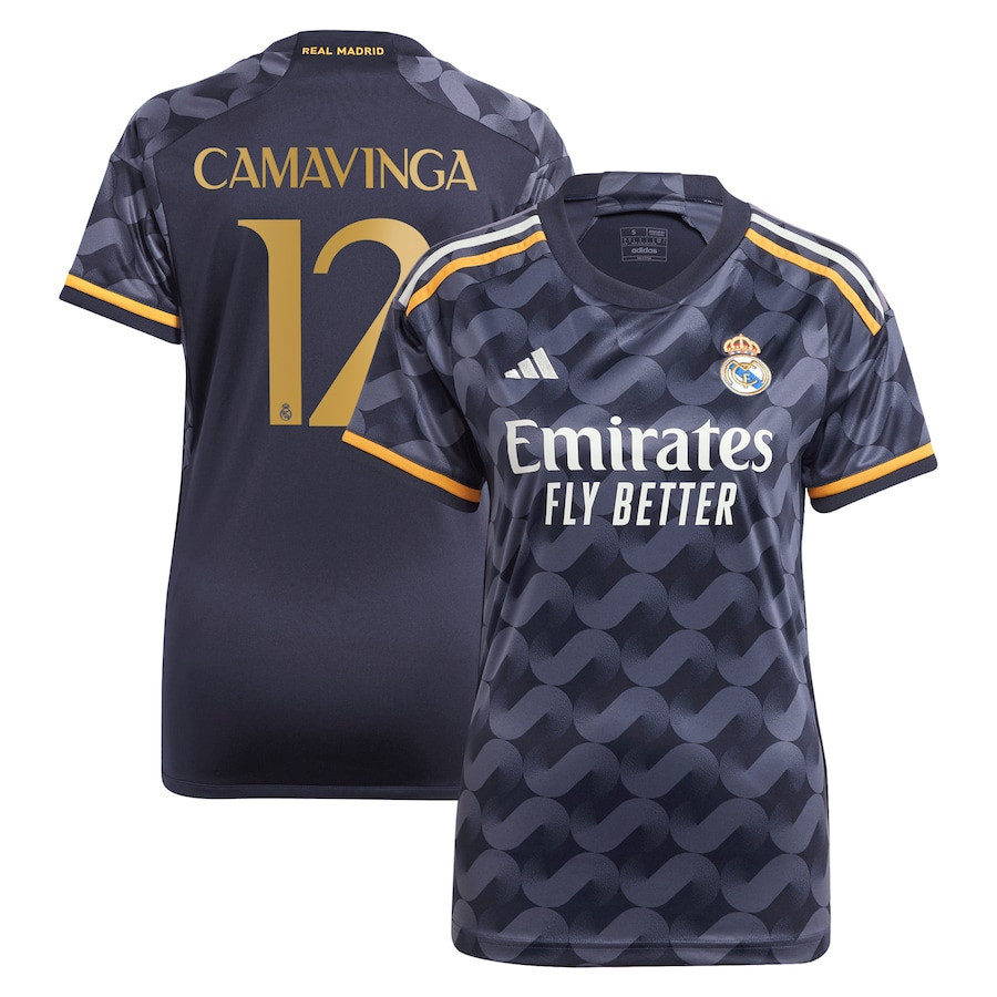 Eduardo Camavinga 12 Real Madrid 2023-24 Away Women Jersey – Navy Blue