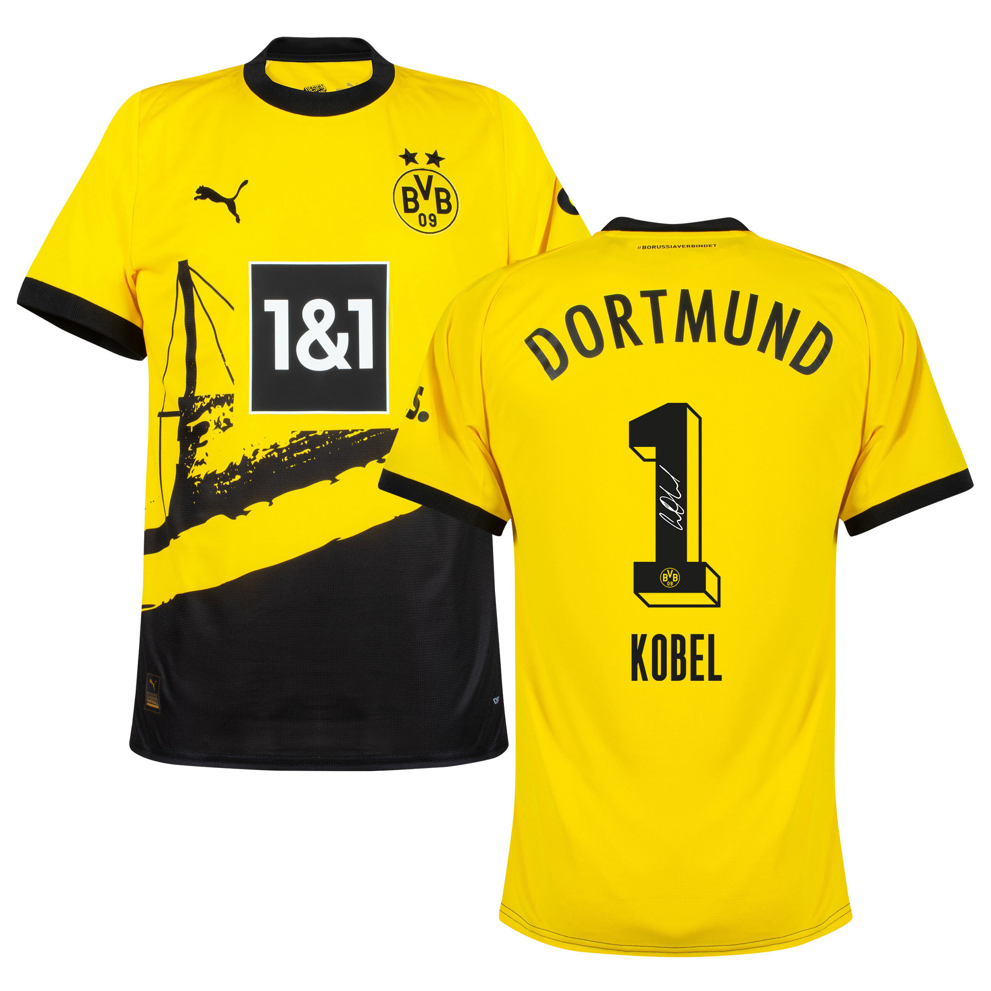 Gregor Kobel 1 Signed Borussia Dortmund 2023/24 Home Autographed – Men
