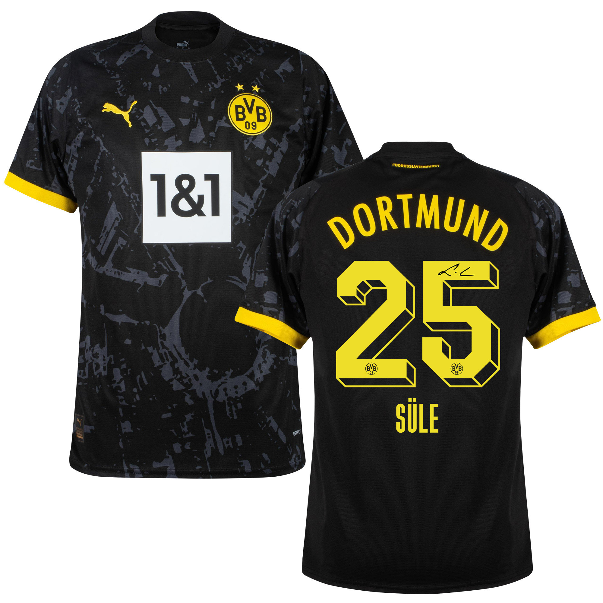 Niklas Sle 25 Signed Borussia Dortmund 2023/24 Away Autographed – Men, Black