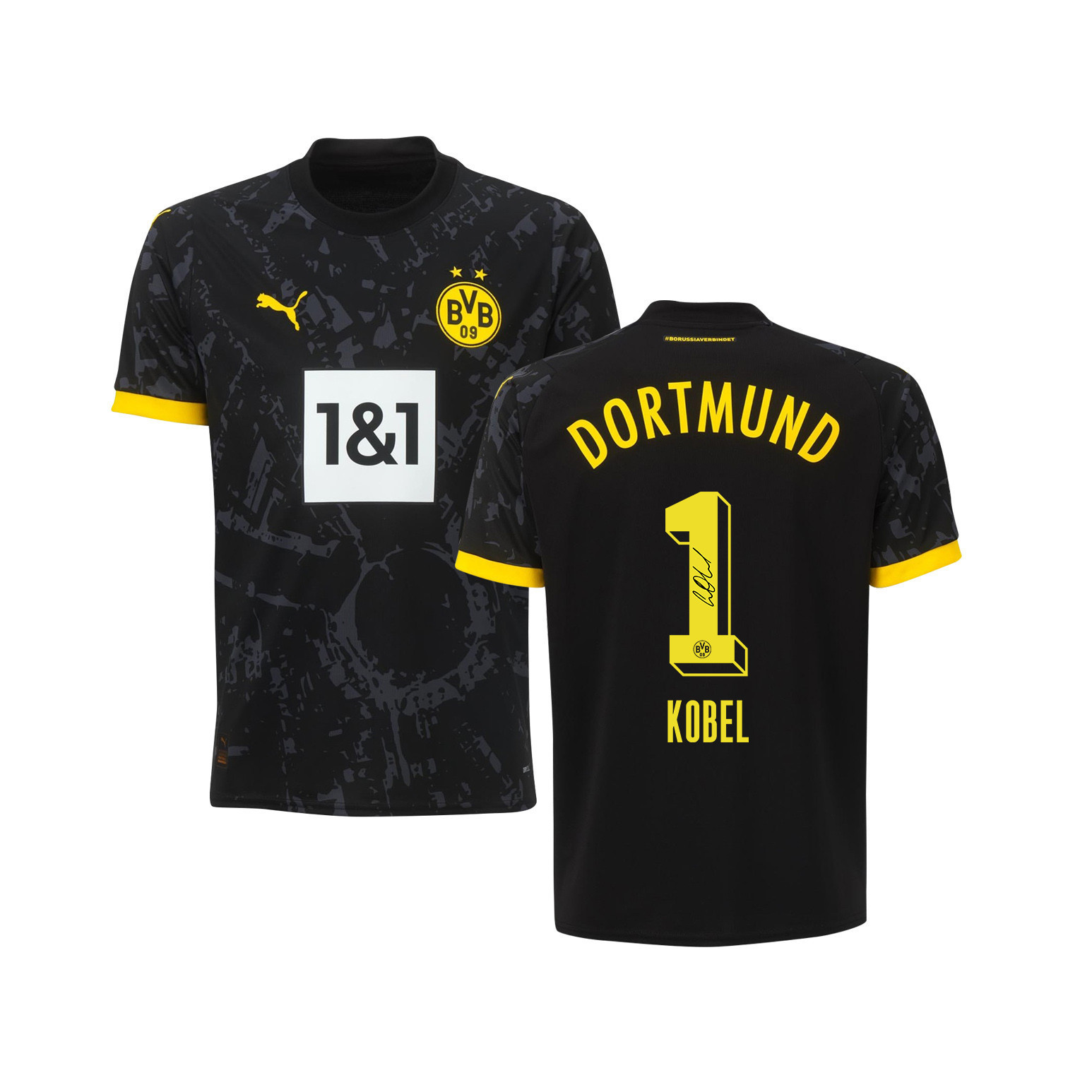 Gregor Kobel 1 Signed Borussia Dortmund Youth Away Autographed – Black
