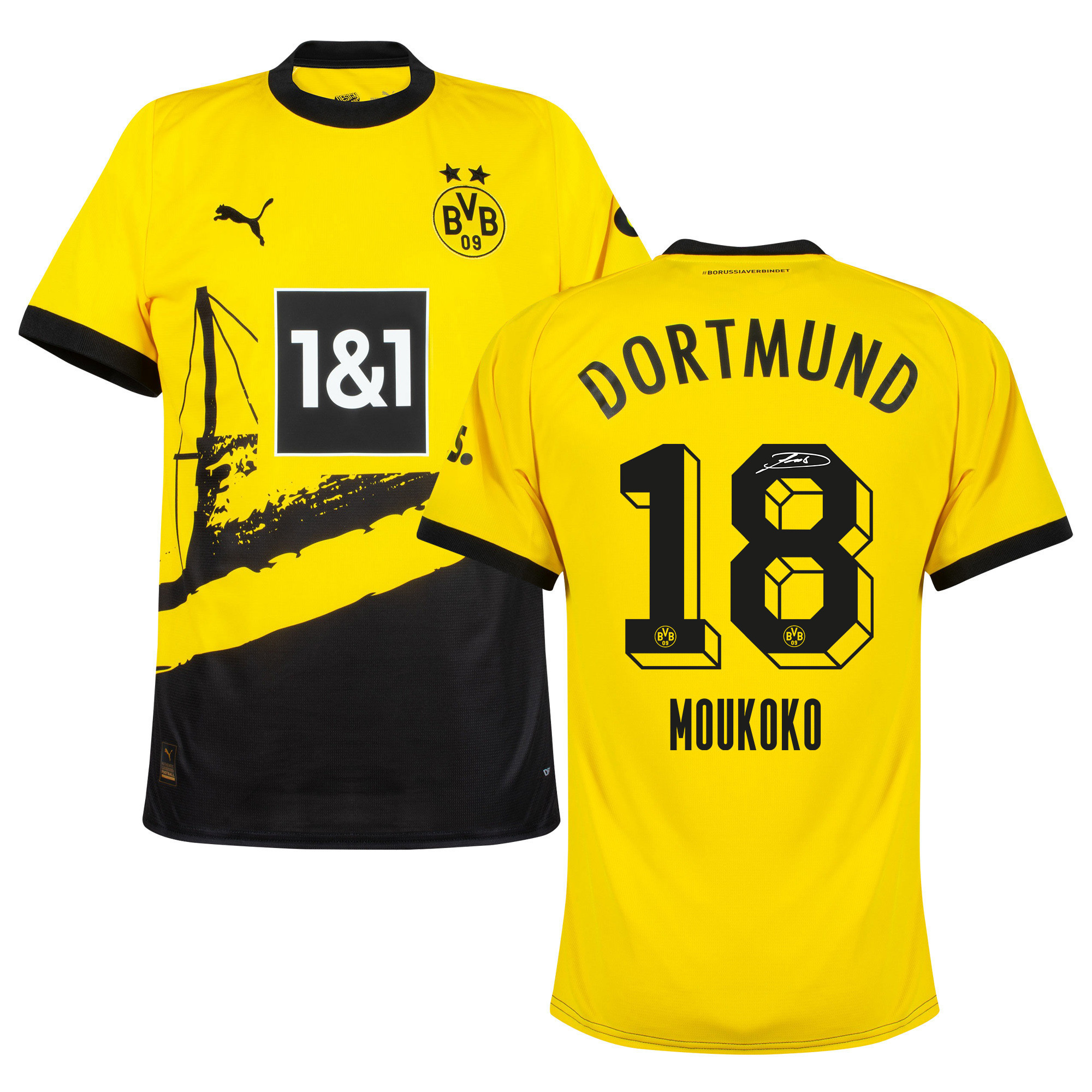 Youssoufa Moukoko 18 Signed Borussia Dortmund 2023/24 Home Autographed – Men