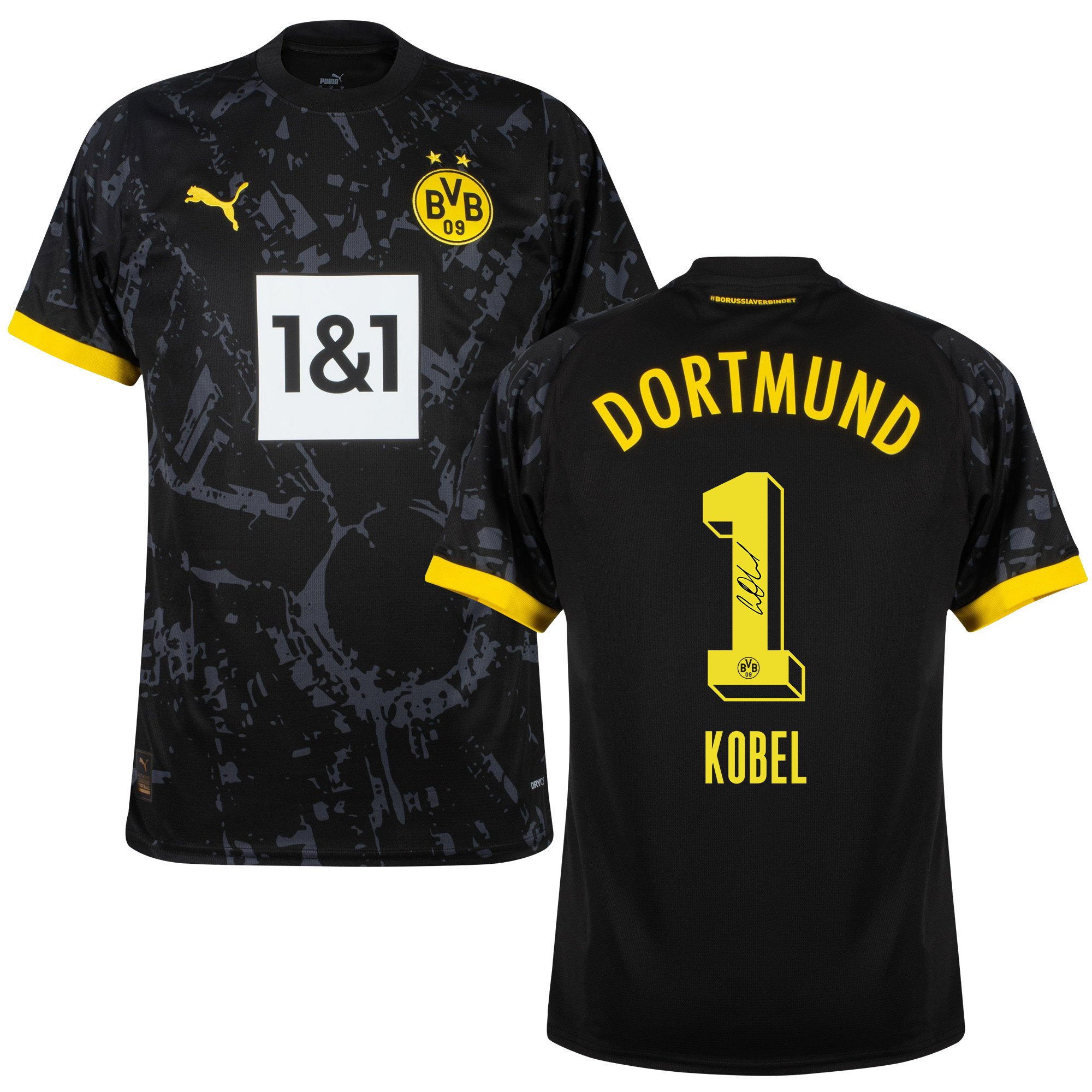 Gregor Kobel 1 Signed Borussia Dortmund 2023/24 Away Autographed – Men, Black