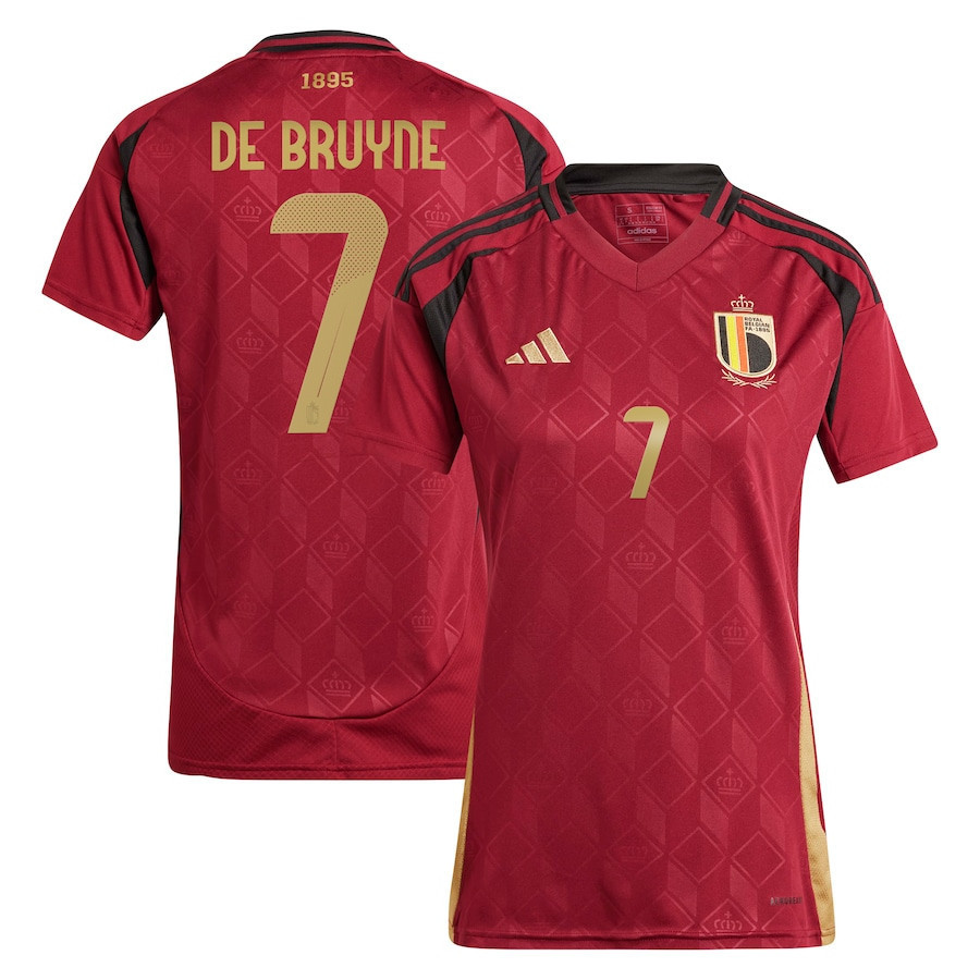 Kevin De Bruyne 7 Belgium National Team 2024 Home Women Jersey – Burgundy