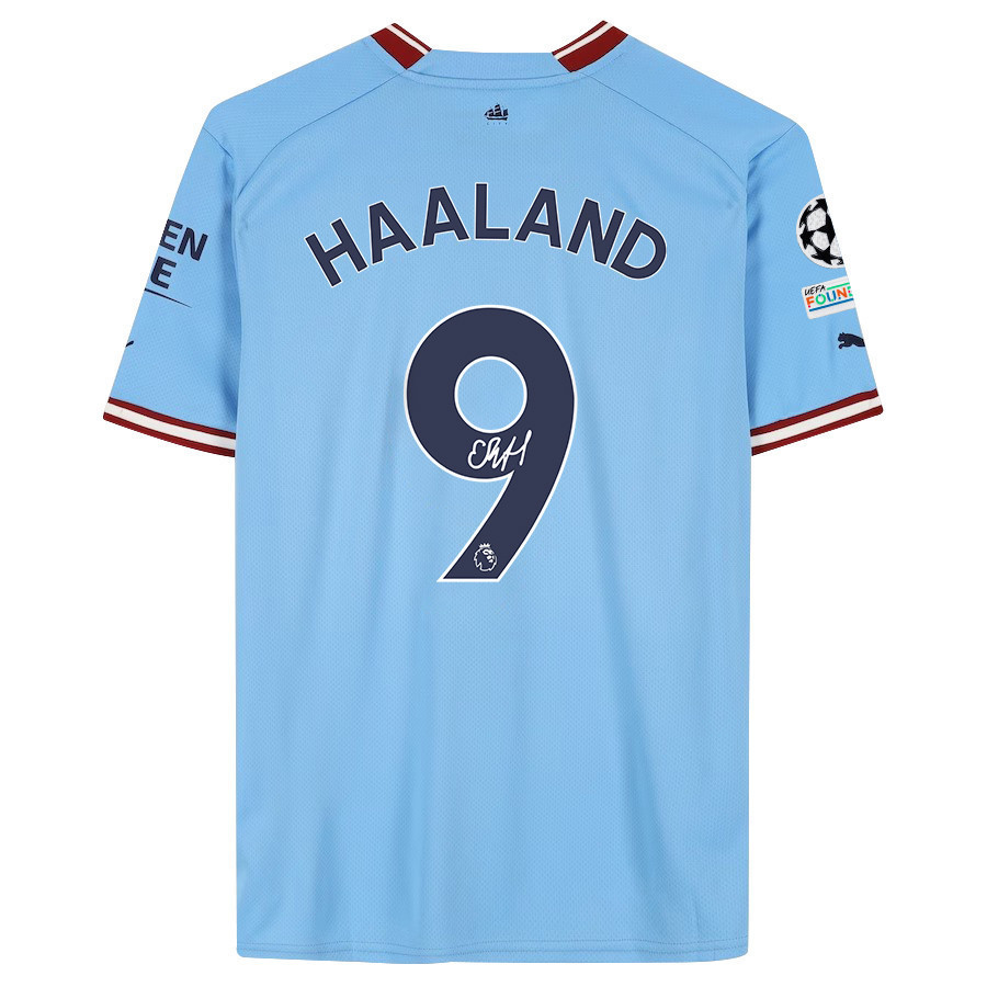 Erling Haaland 9 Signed Manchester City 2022/23 Home Men Jersey – Blue
