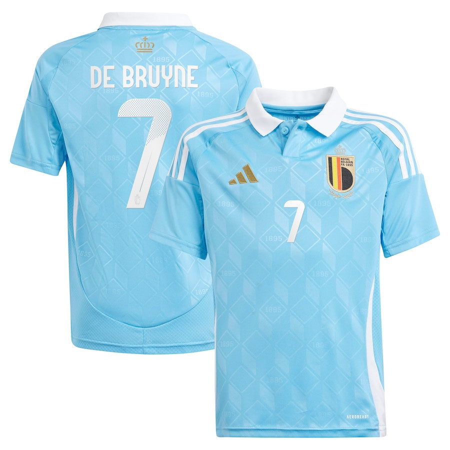 Kevin De Bruyne 7 Belgium National Team 2024 Away YOUTH Jersey – Blue