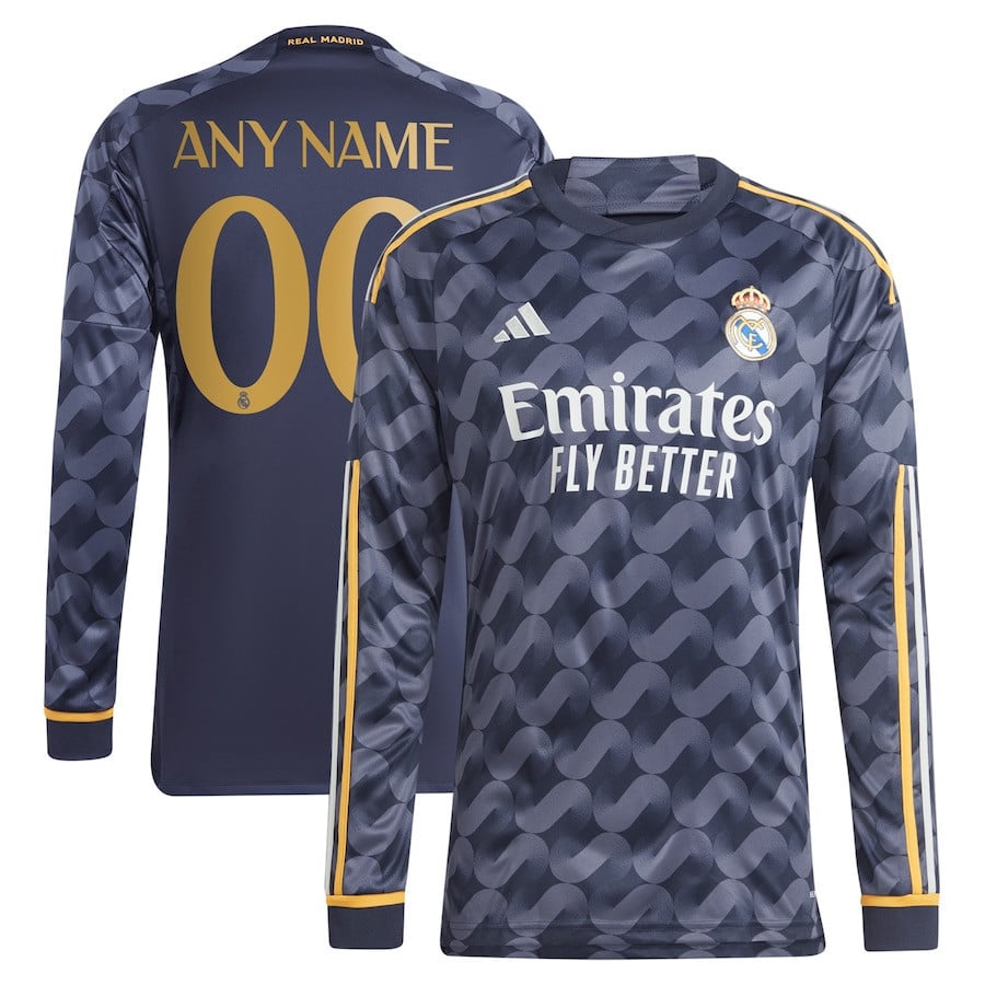 Real Madrid 2023/24 Away Long Sleeve Custom Men Jersey – Navy Blue