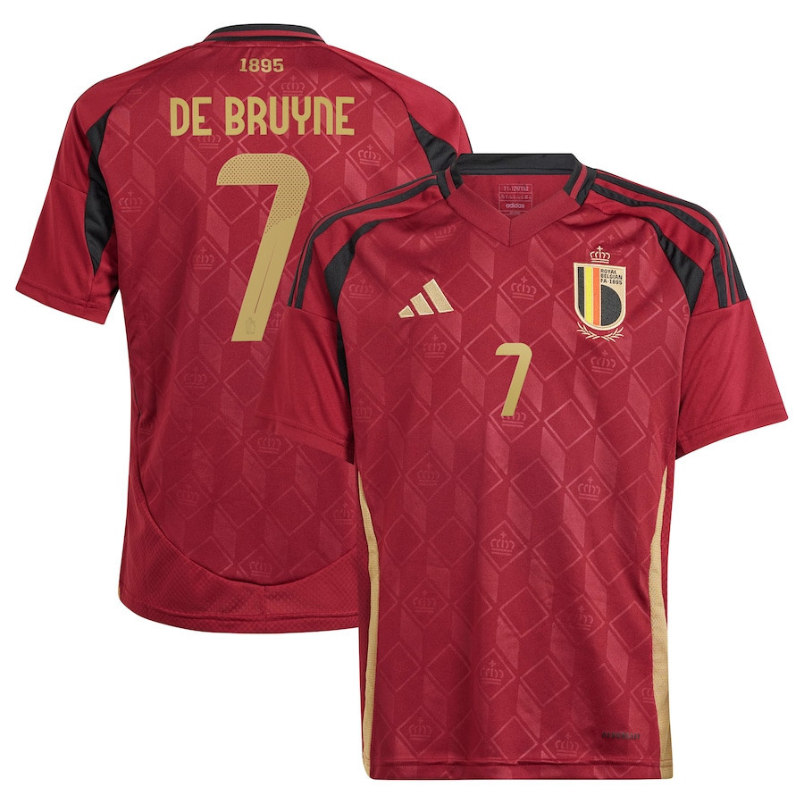 Kevin De Bruyne 7 Belgium 2024/25 YOUTH Home Jersey – Red