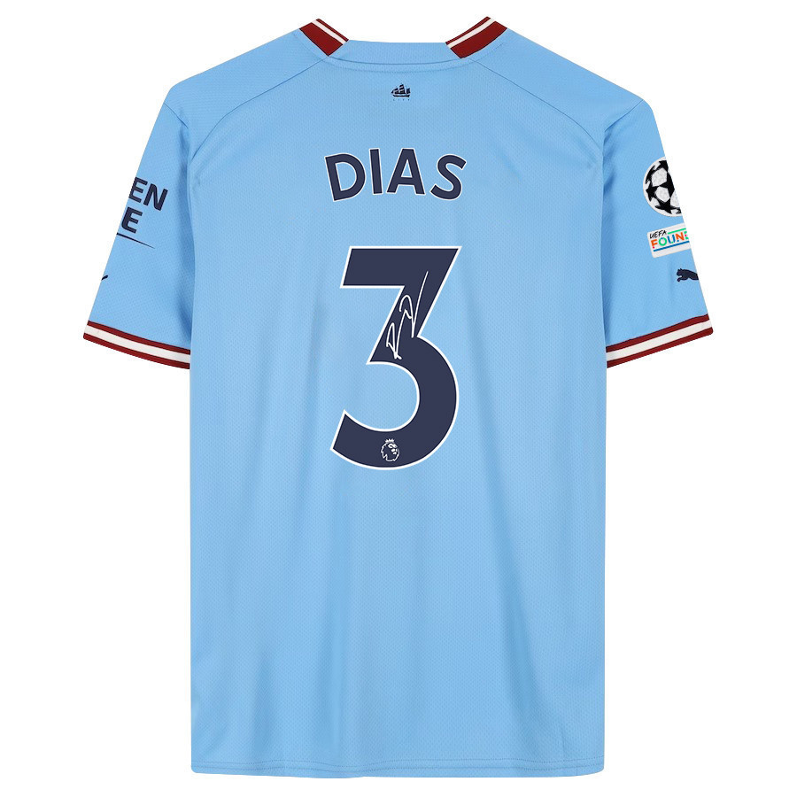 Rben Dias 3 Signed Manchester City 2022/23 Home Men Jersey – Blue