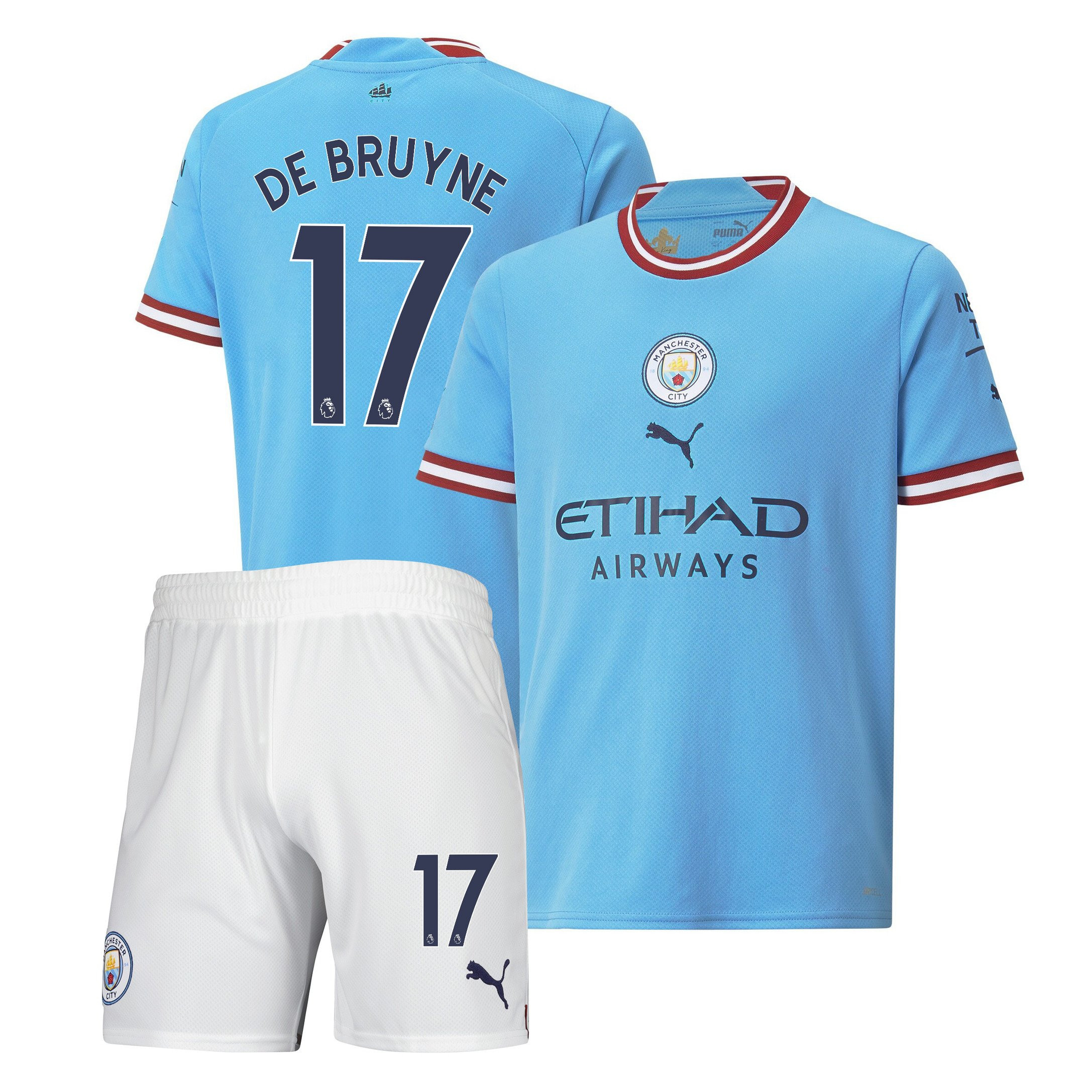 Kevin De Bruyne 17 Manchester City Home Kit 2022-23 Youth Jersey – Sky Blue