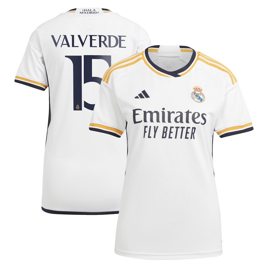 Federico Valverde 15 Real Madrid 2023-24 Home Women Jersey – White