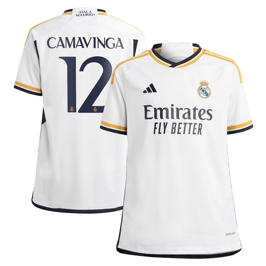 Eduardo Camavinga 12 Real Madrid 2023-24 Home Youth Jersey – White