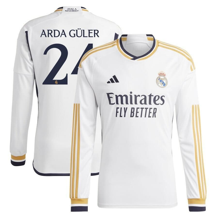 Arda Guler 24 Real Madrid 2023/24 Home Men Long Sleeve Jersey – White
