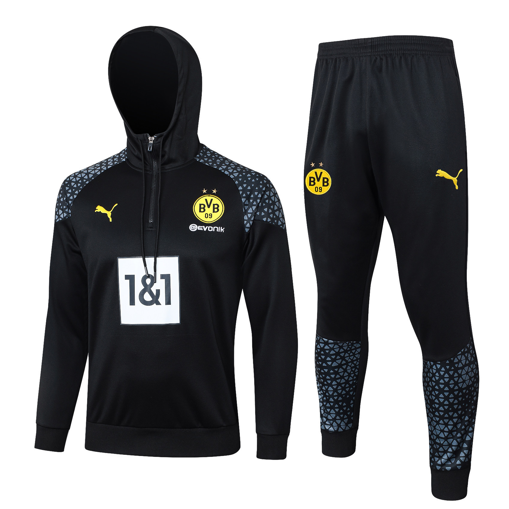 Borussia Dortmund Training Top Hooded Set 23/24 – Black/Grey