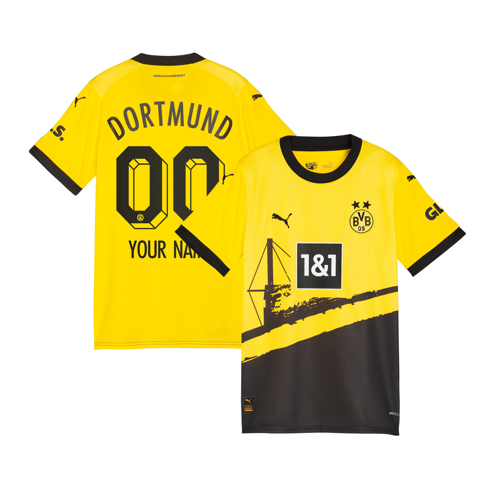Borussia Dortmund 2023/24 Custom 00 Home Men Jersey – Black/Yellow