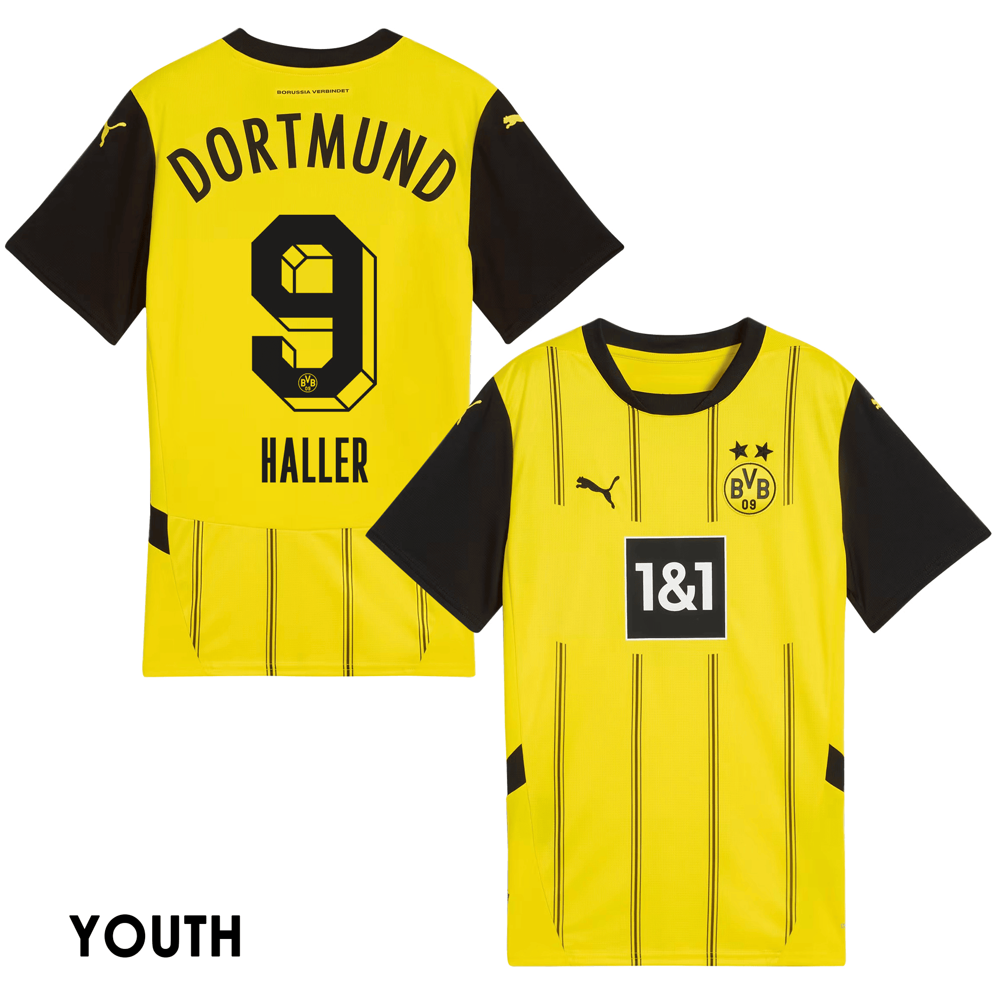 Sbastien Haller 9 Borussia Dortmund 2024/25 YOUTH Home Jersey – Yellow