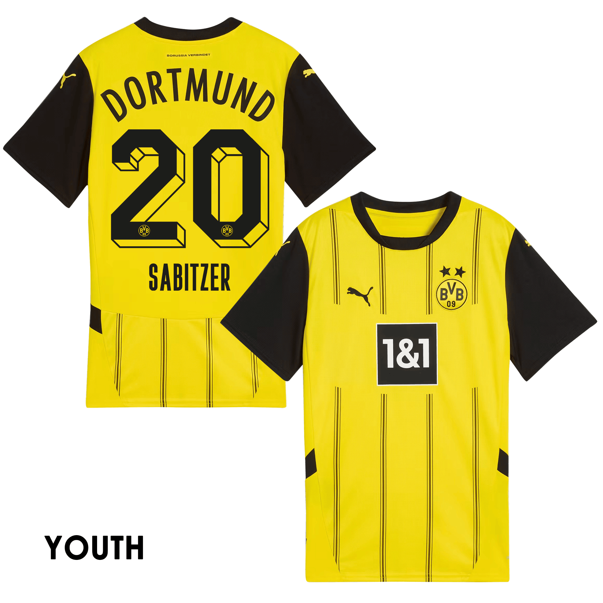 Marcel Sabitzer 20 Borussia Dortmund 2024/25 YOUTH Home Jersey – Yellow