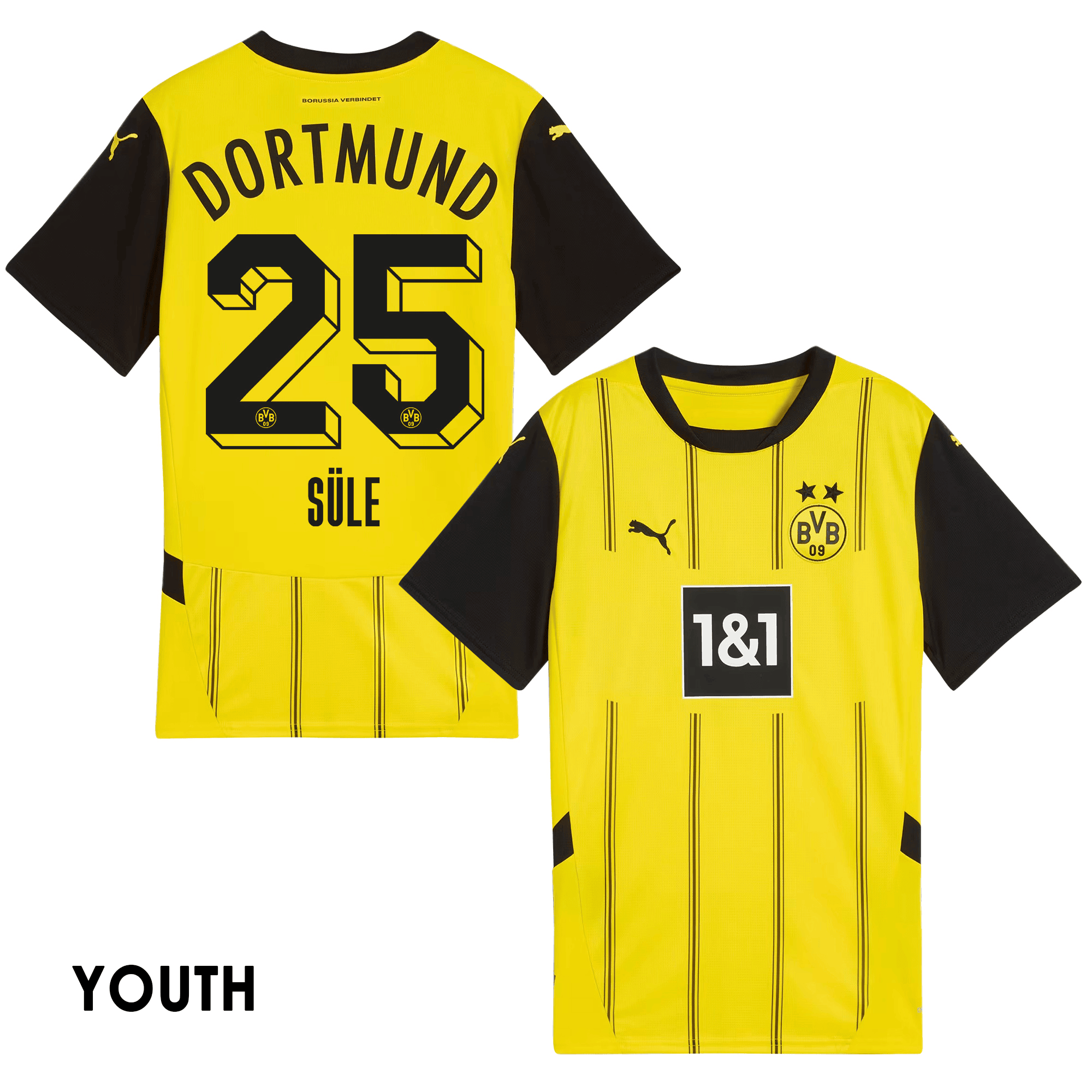 Niklas Sle 25 Borussia Dortmund 2024/25 YOUTH Home Jersey – Yellow