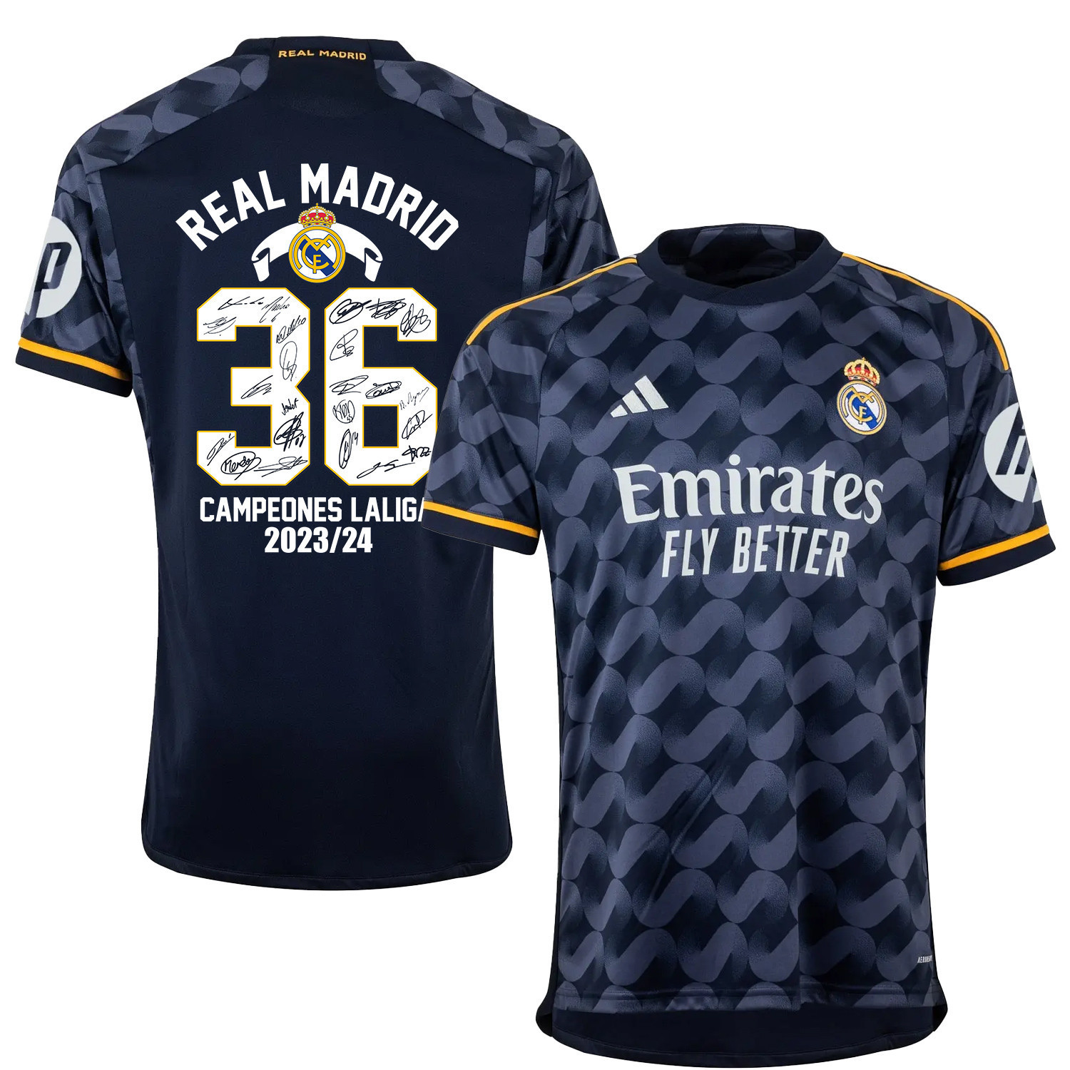 Real Madrid Navy Blue Away Jersey 36x LaLiga Champions – Signed Design