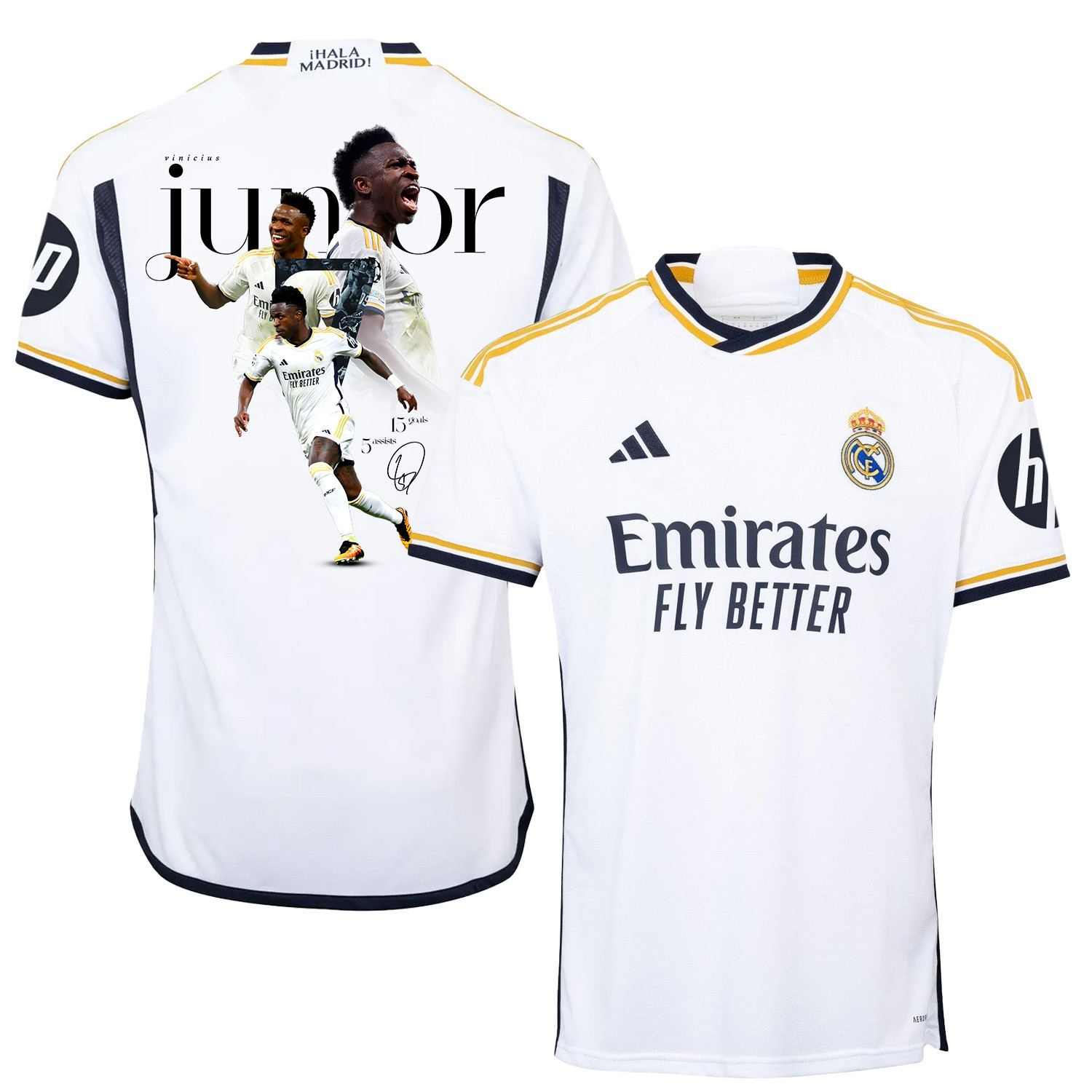Vinicius Junior 7 Real Madrid Home Jersey White Achievements 2023/24