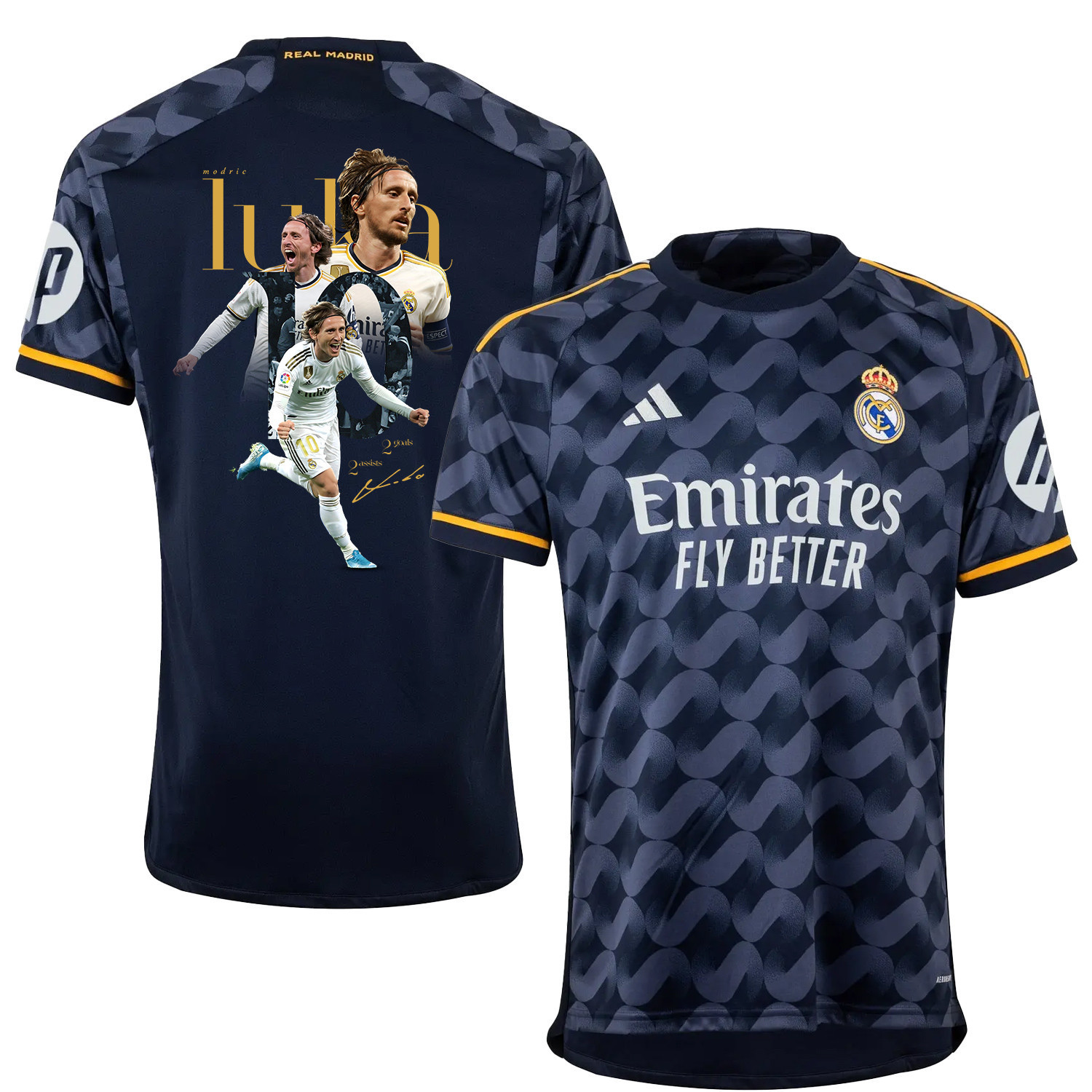 Luka Modric 10 Real Madrid Away Jersey Navy Blue Achievements 2023/24