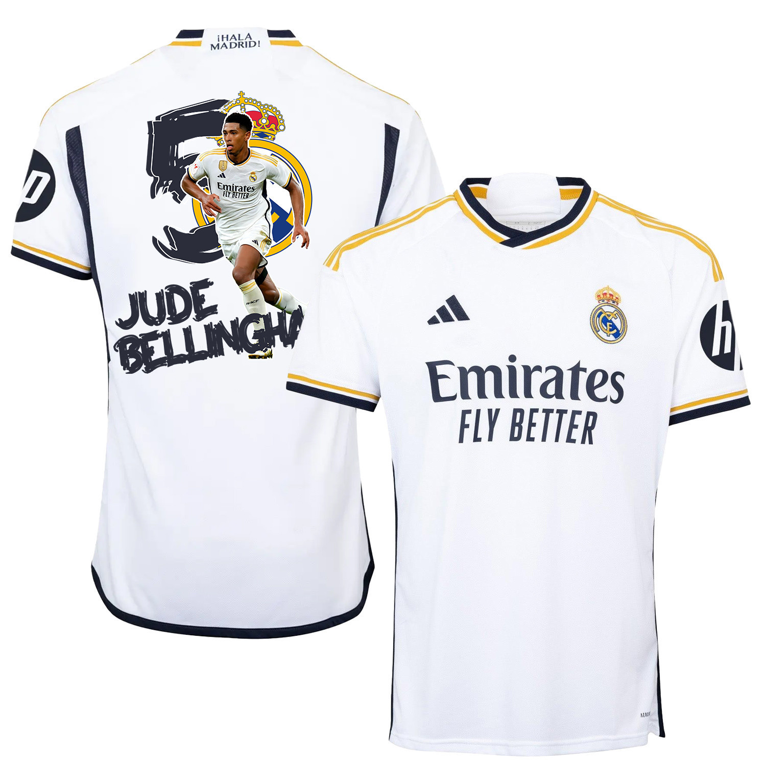 Jude Bellingham 5 Real Madrid Fan Art 2023/24 Home Jersey – Men