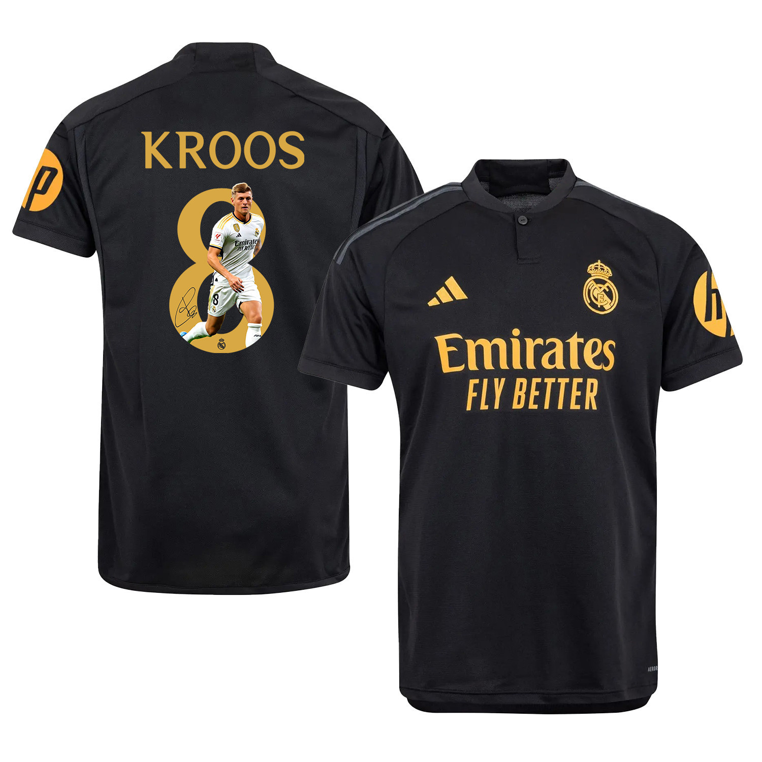 Toni Kroos 8 Real Madrid Third Jersey Black 2023/24 – LA LIGA Patch