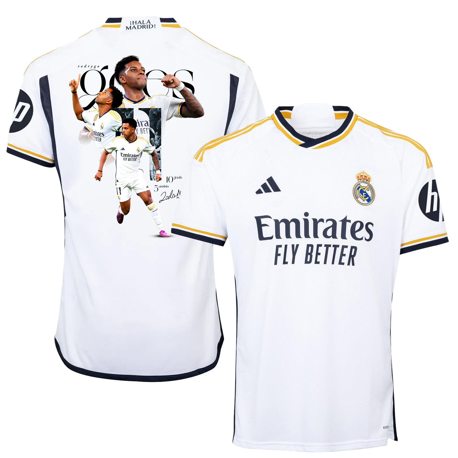 Rodrygo 11 Real Madrid Home Jersey White Achievements 2023/24