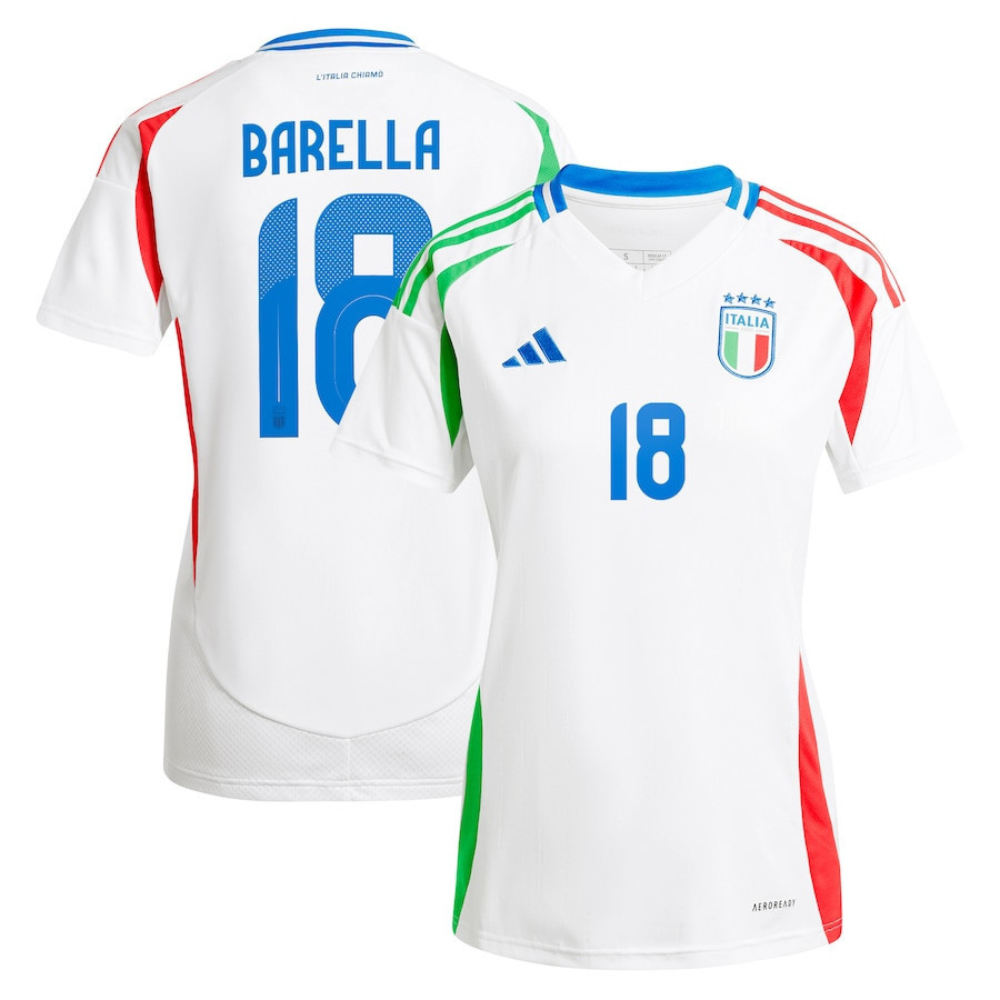 Nicolo Barella 18 Italy National Team 2024 Away Women Jersey – White