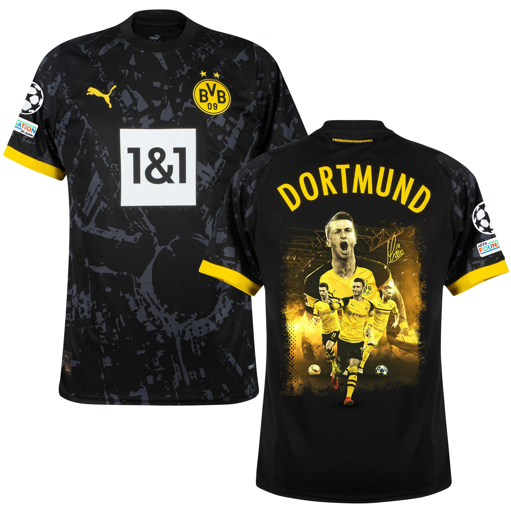 Marco Reus 11 Signed Thanks Borussia Dortmund 2023/24 UEFA Patch Away Jersey – Men