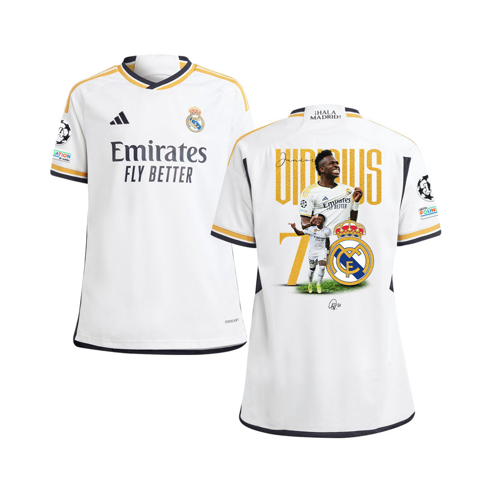 Vinicius Junior 7 Real Madrid 2023/24 UEFA 14 Times Champions Patch Home YOUTH Jersey – UEFA Patch