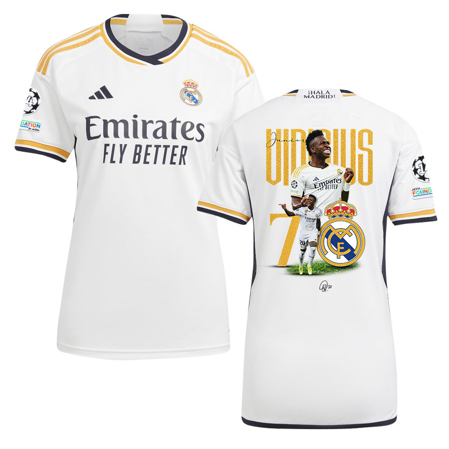 Vinicius Junior 7 Real Madrid 2023/24 UEFA 14 Times Champions Patch Home Women Jersey – UEFA Patch