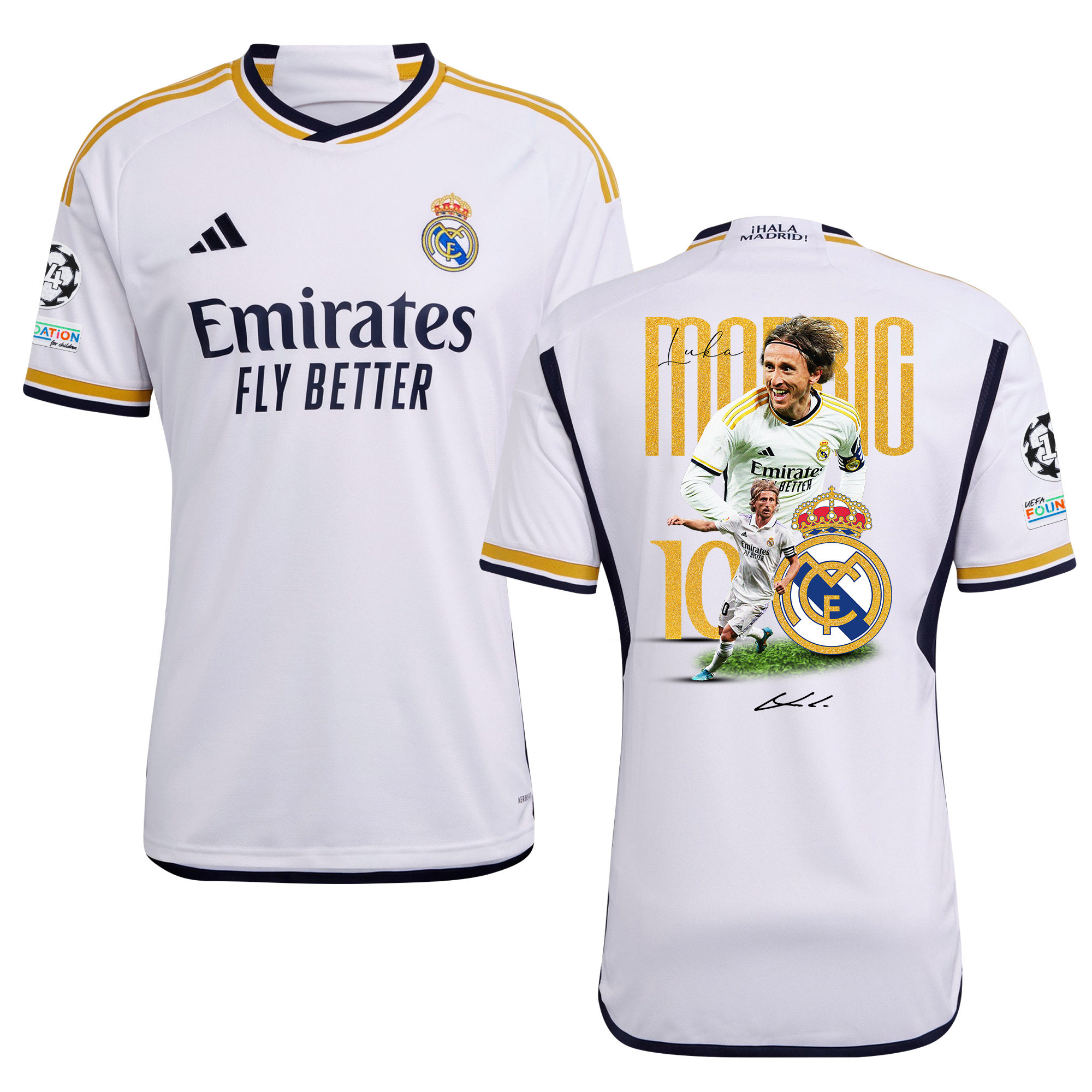 Luka Modric 10 Real Madrid 2024/25 UEFA 14 Times Champions Patch Home Jersey – Men, UEFA Patch