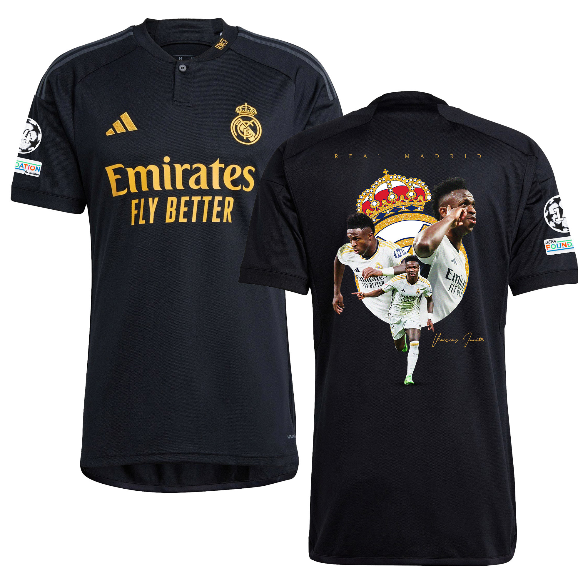 Vinicius Junior 7 Real Madrid 2023/24 Men Third Jersey – Best Moments, Black