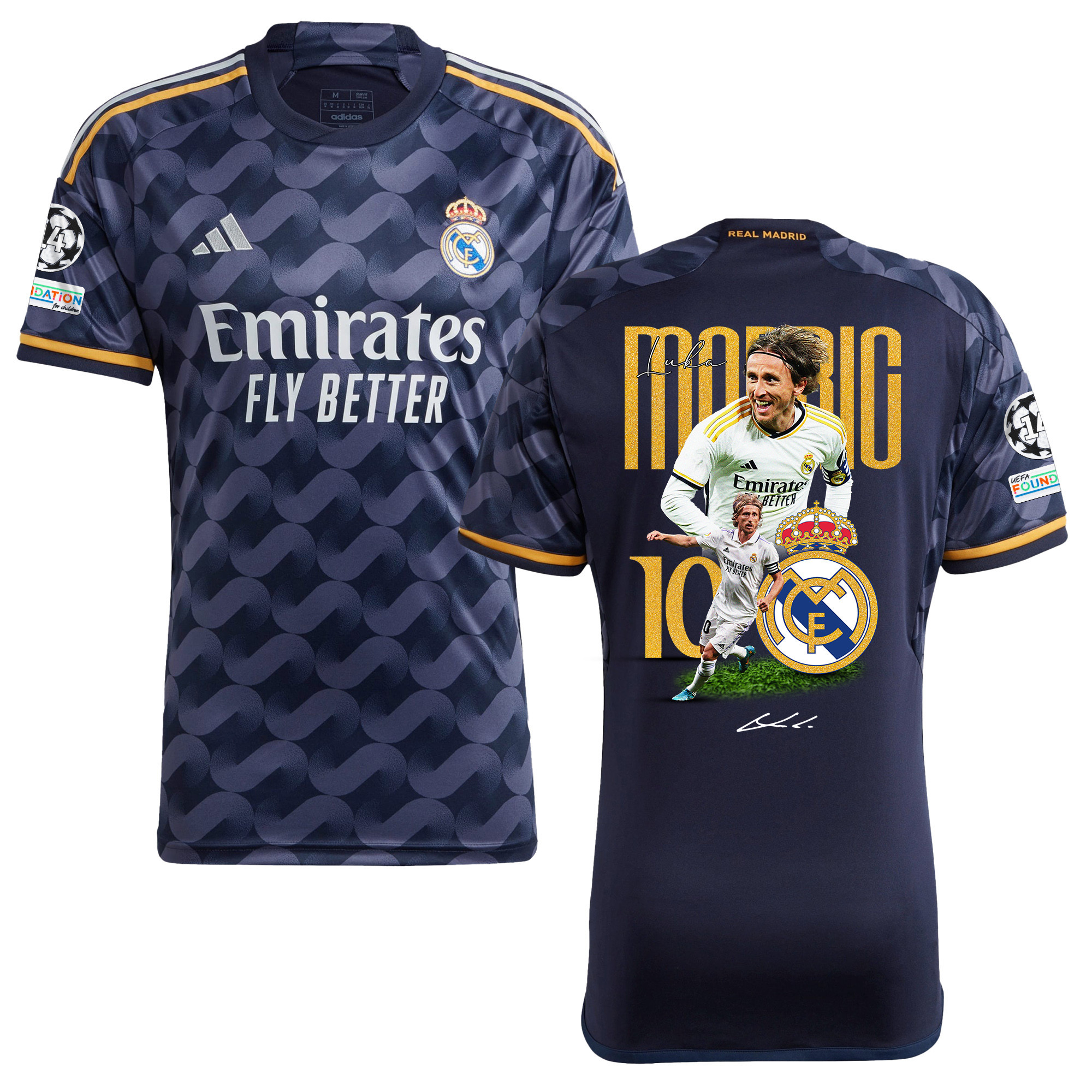 Luka Modric 10 Real Madrid 2023/24 UEFA 14 Times Champions Patch Away Jersey – Men, UEFA Patch