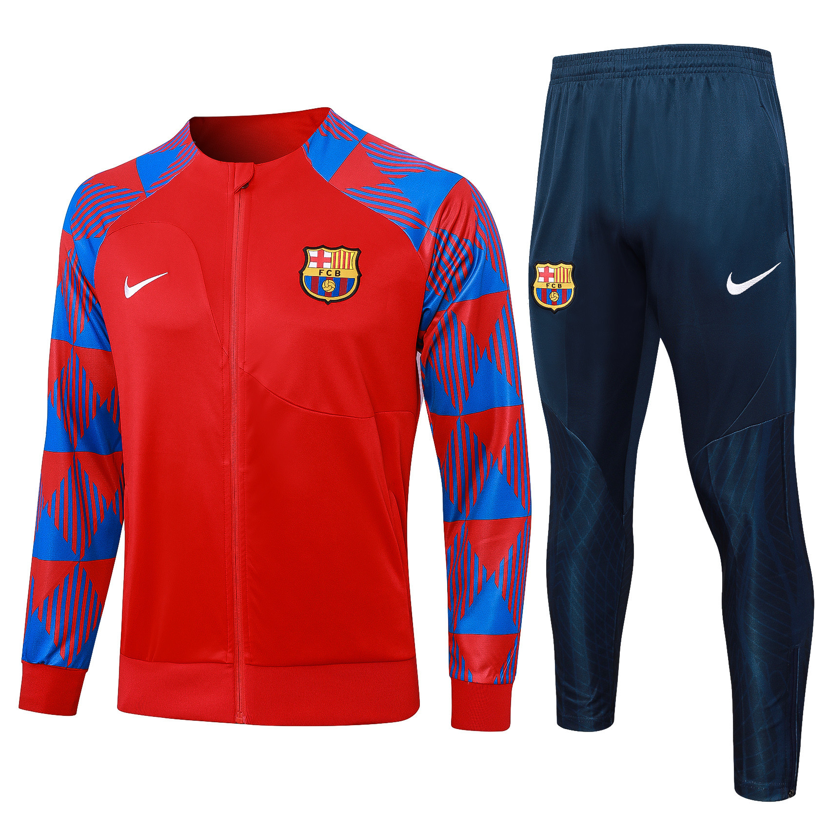 Barcelona Football Tracksuit/ Anthem Jacket 23/24 – Orange/Navy Blue