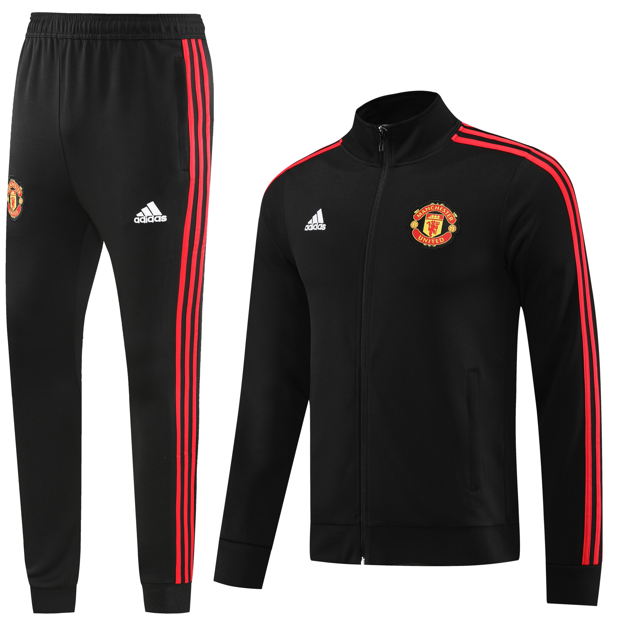 Manchester United Football Tracksuit/ Anthem Jacket 23/24 – Black And Red Stripes
