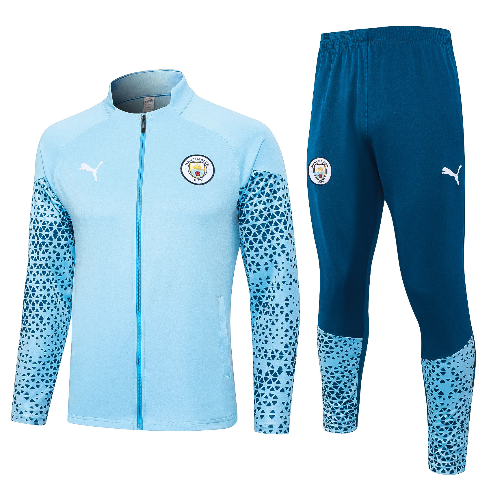 Manchester City Football Tracksuit/ Anthem Jacket 23/24 – Blue Pattern