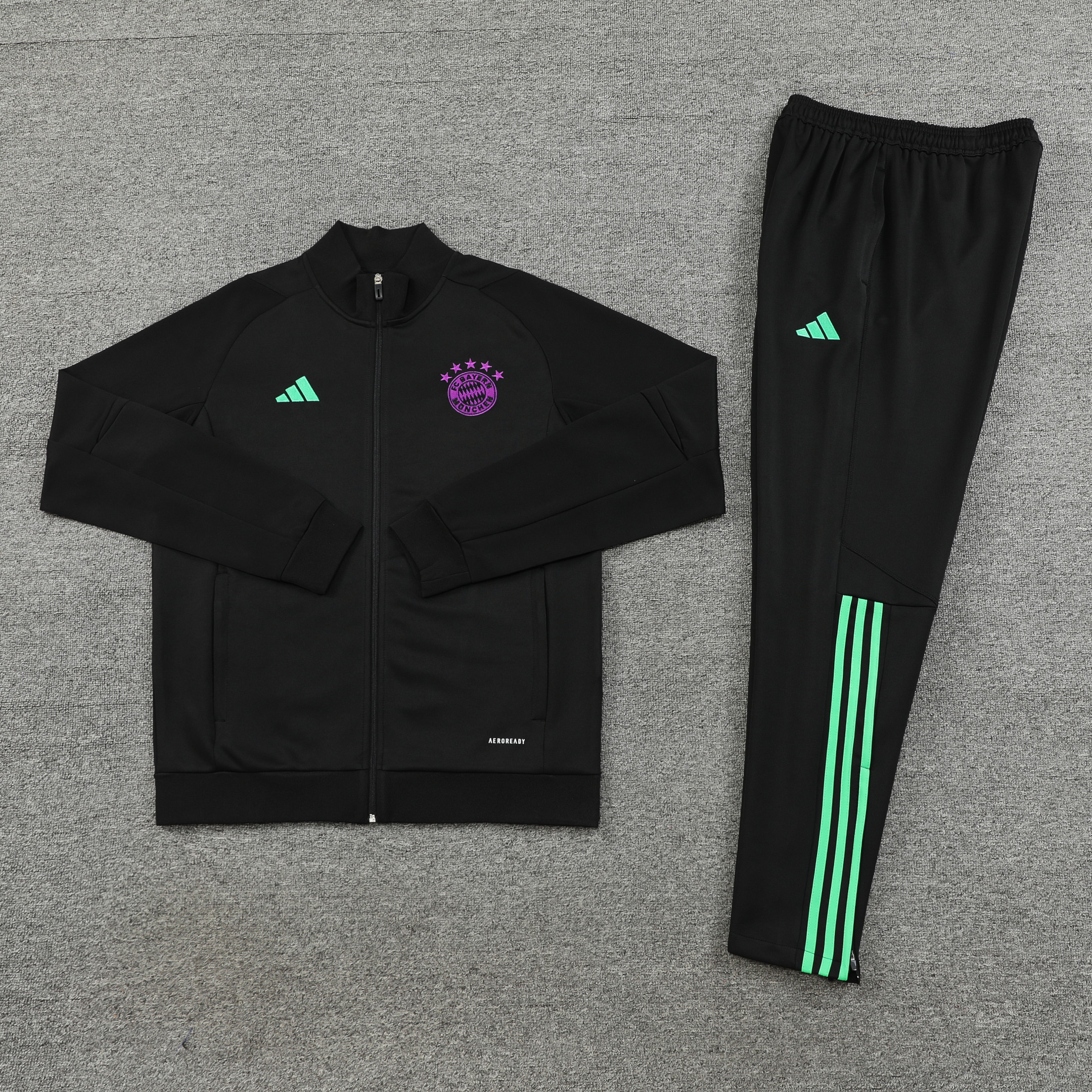 Bayern Munich Football Tracksuit/ Anthem Jacket 23/24 – Black/Purple/Green