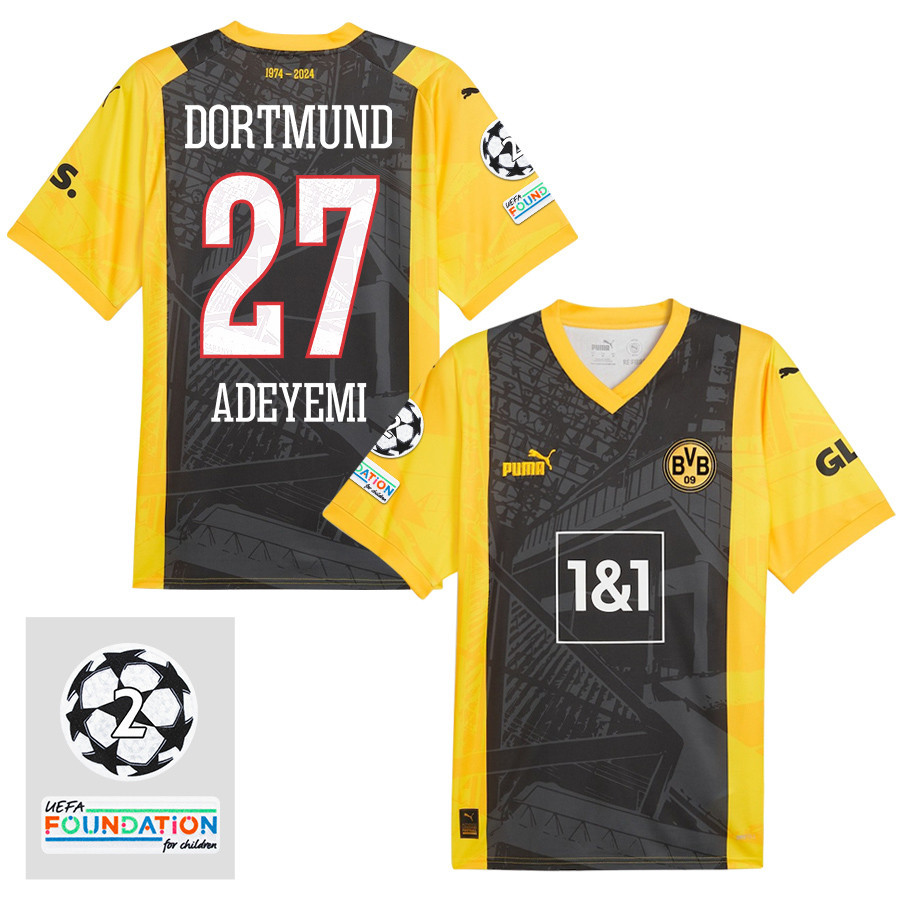 Karim Adeyemi 27 Starball 2 Times Champions Borussia Dortmund 2024/25 UEFA Patch Special Edition Jersey – Men